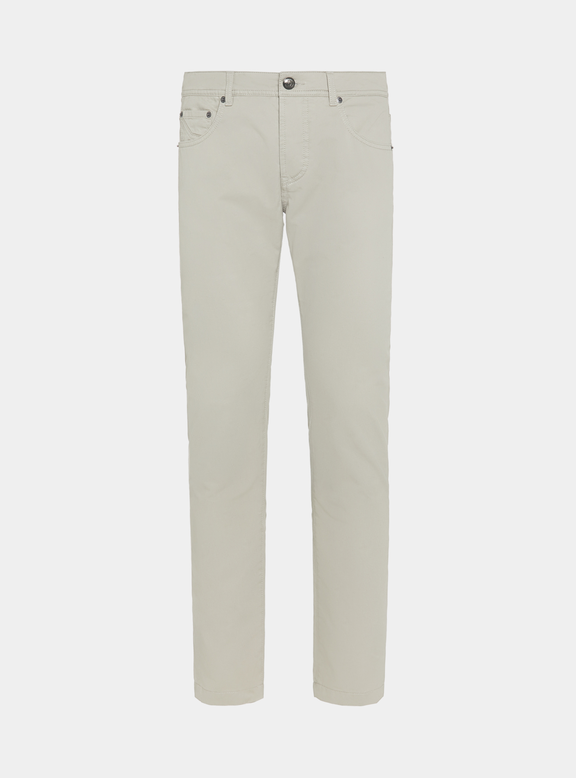 Pantaloni 5 tasche in twill di cotone, SABBIA