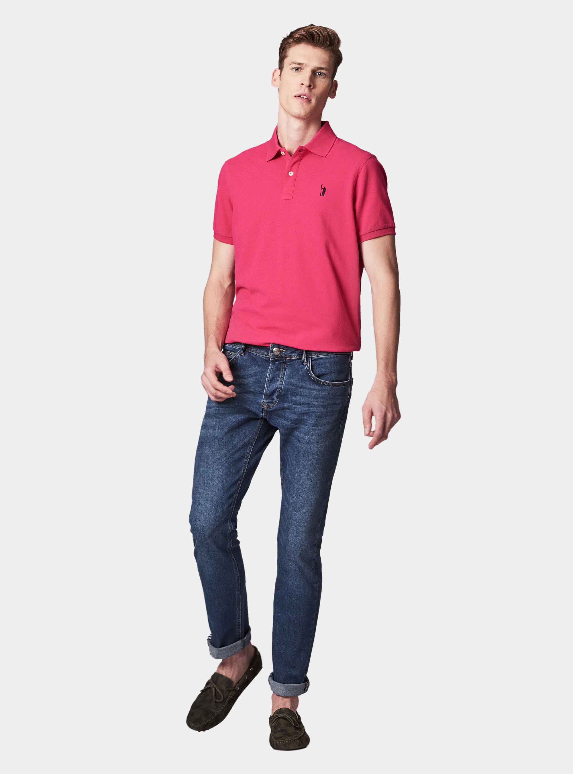 Polo basique en piqu&eacute;, FUSHIA