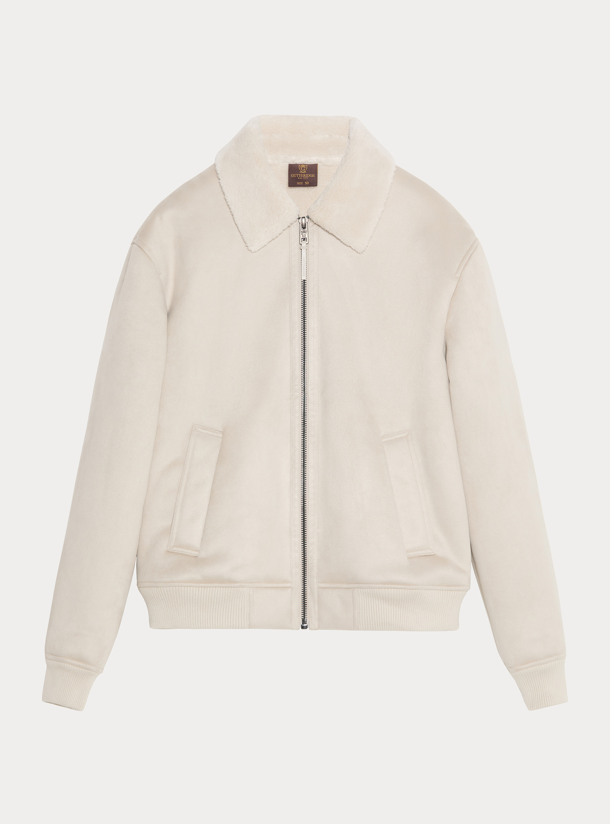 Suede-effect shearling, OFF-WHITE