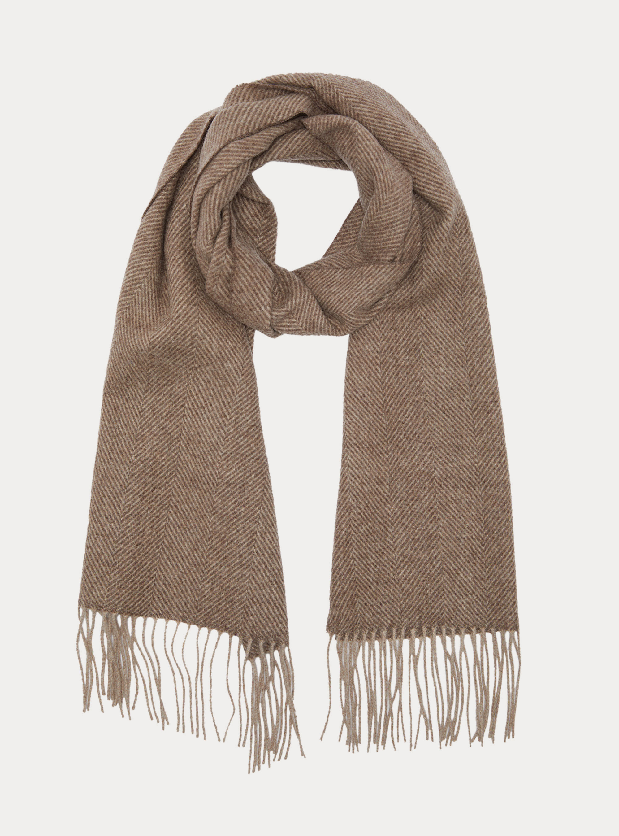 Sciarpa in lana cashmere spigata, FANGO