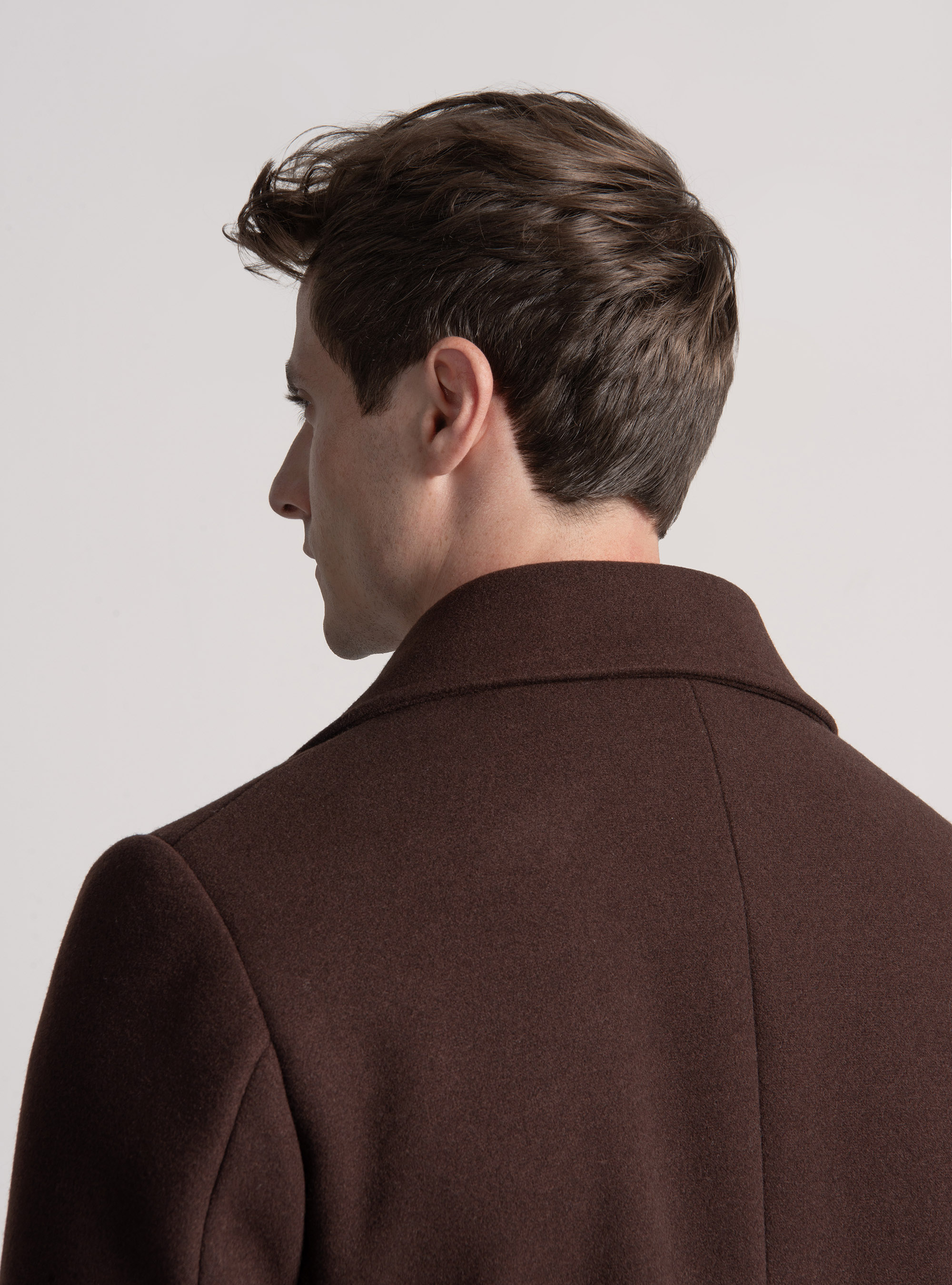 Solid-coloured peacoat, BROWN