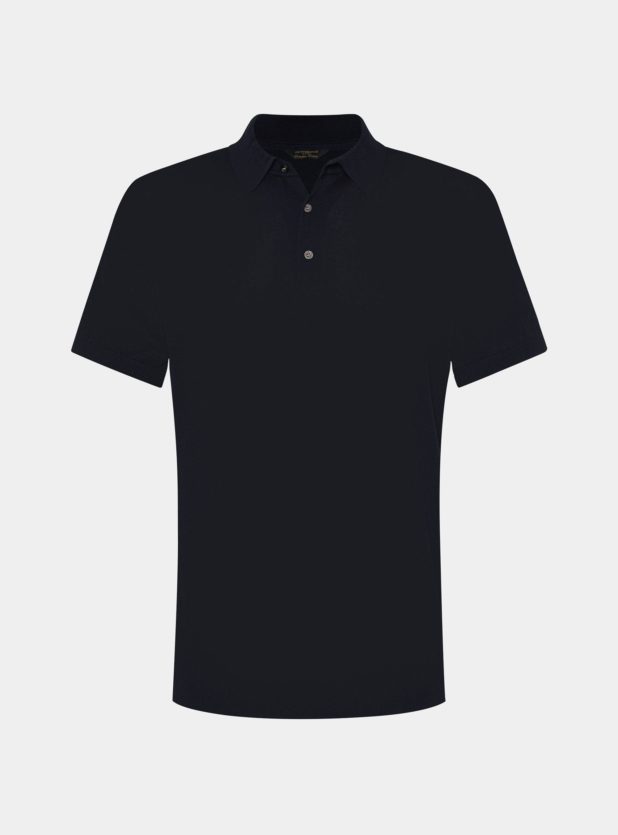 Extra-fine cotton knit polo shirt, NAVY BLUE