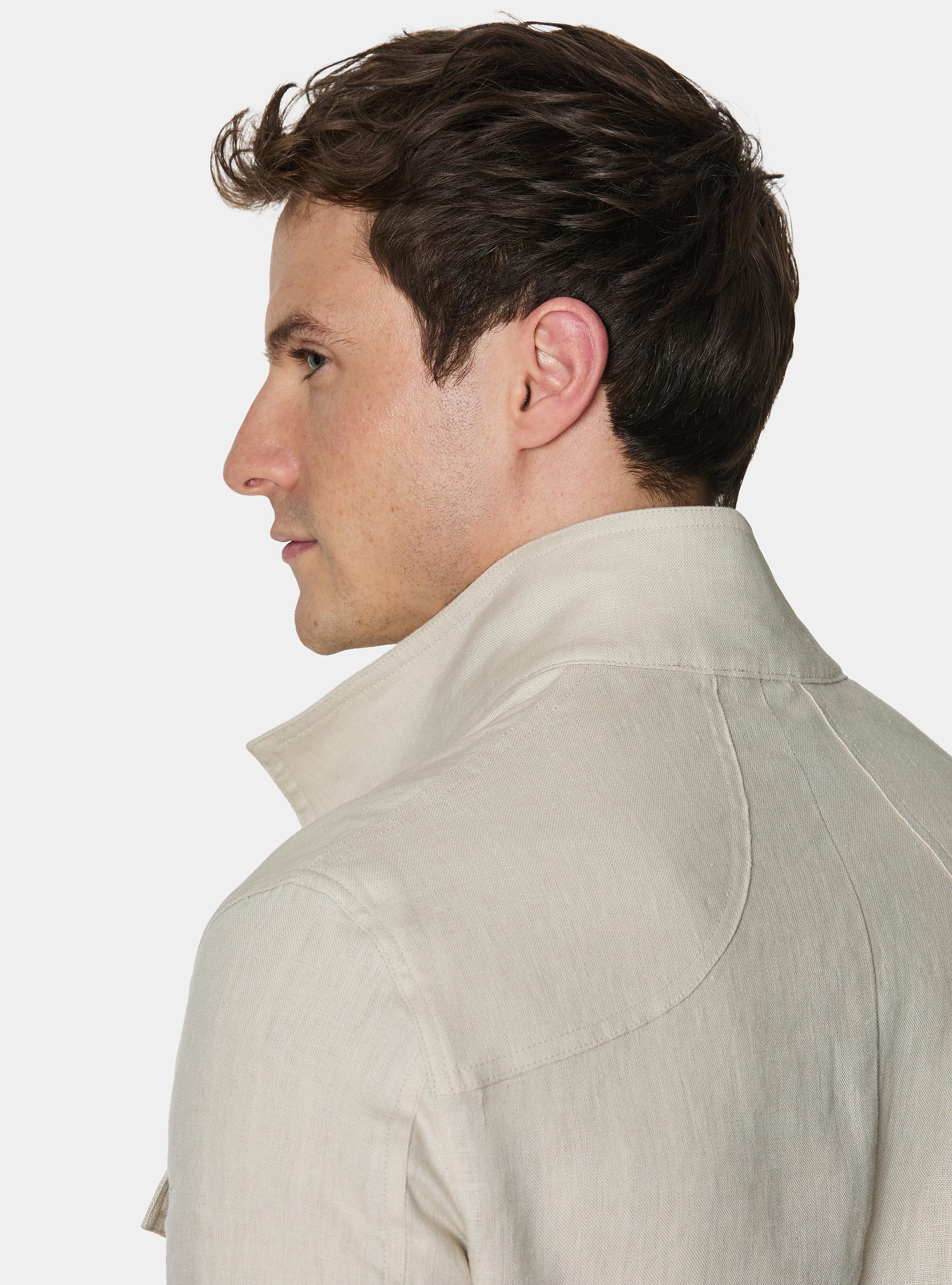 Field jacket in pure linen, ECRU