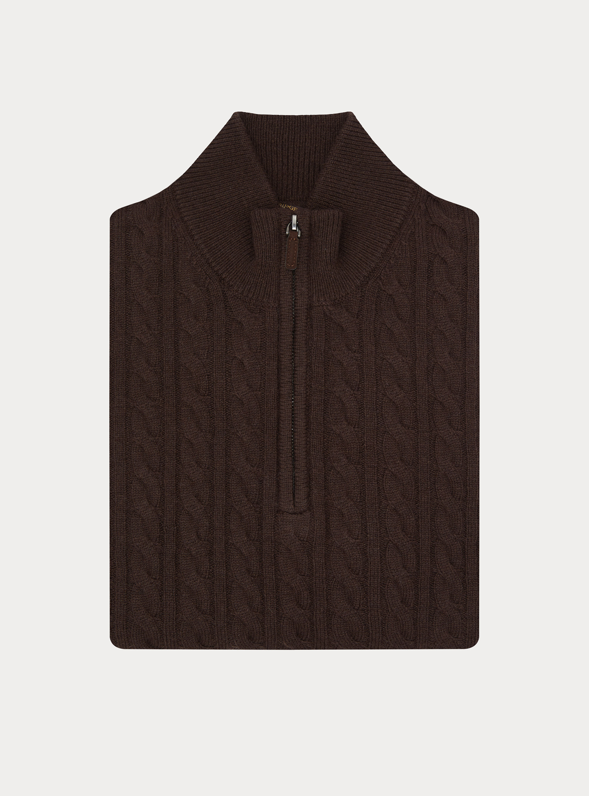Maglia collo mock con trecca in misto lana, MARRONE