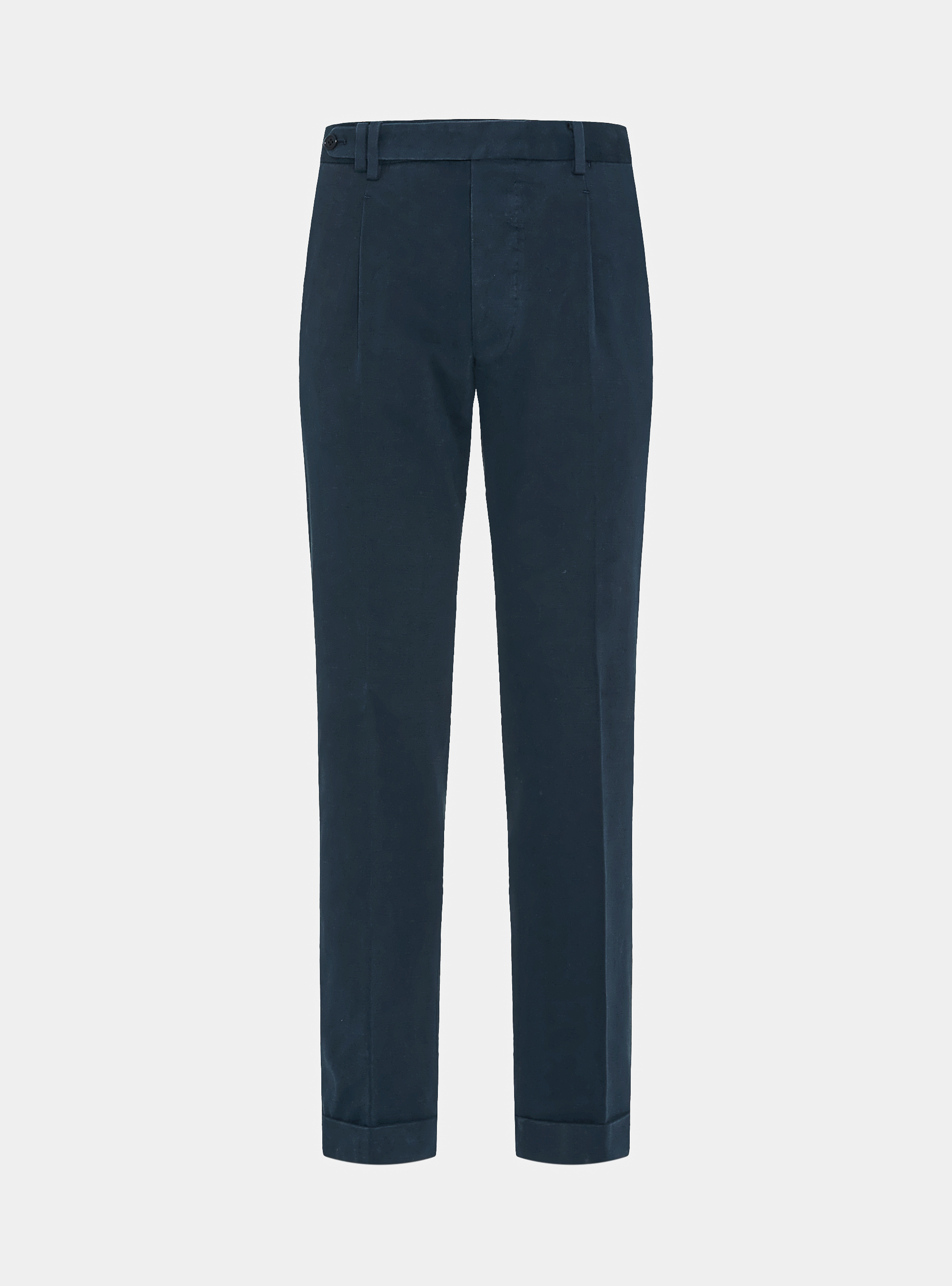 Pantal&oacute;n de pinzas de sarga de algod&oacute;n y cachemira, AZUL MARINO