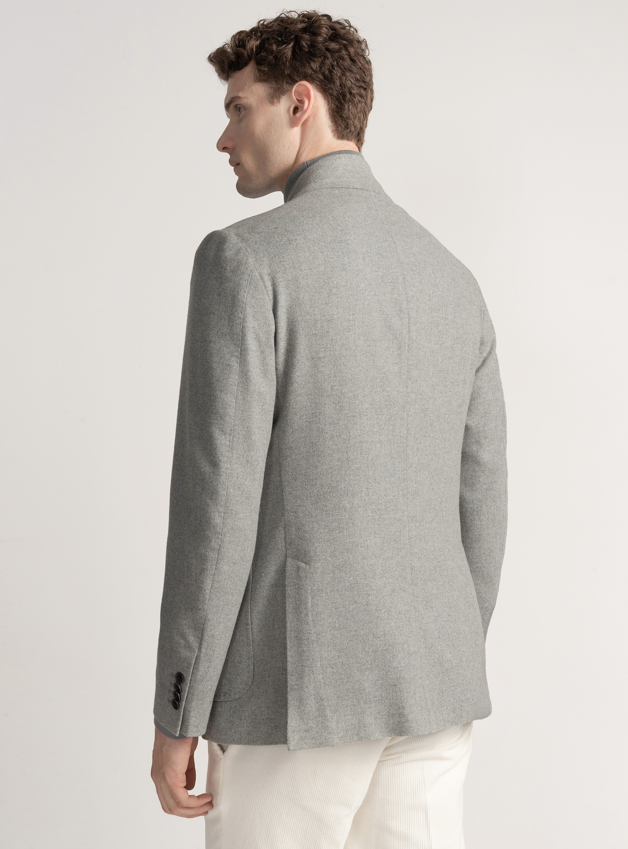 Veste cor&eacute;enne en flanelle de laine l&eacute;ger, ASPHALTE