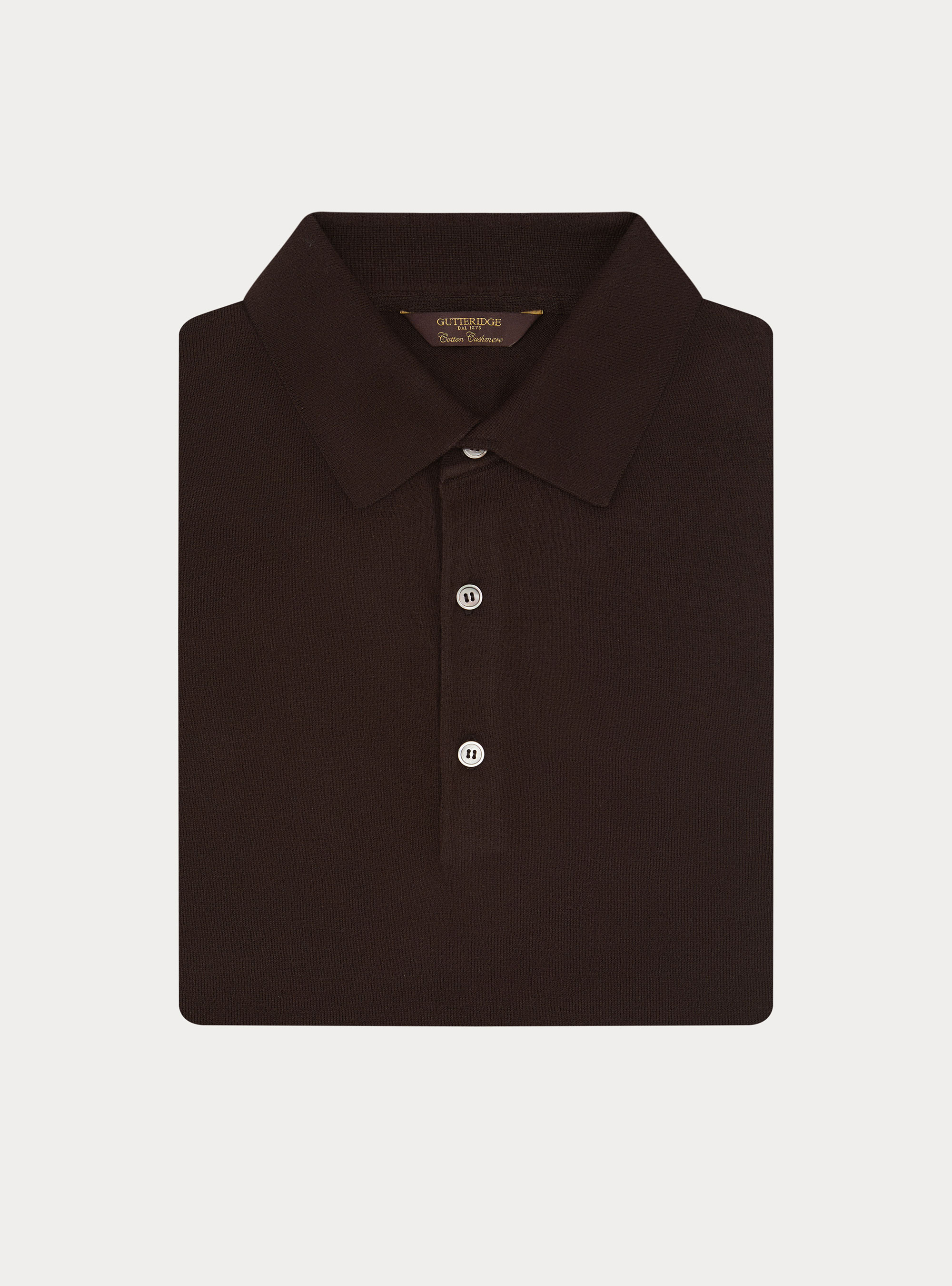 Poloshirt aus Baumwoll-Kaschmir-Mischung, MARRONE 0507C