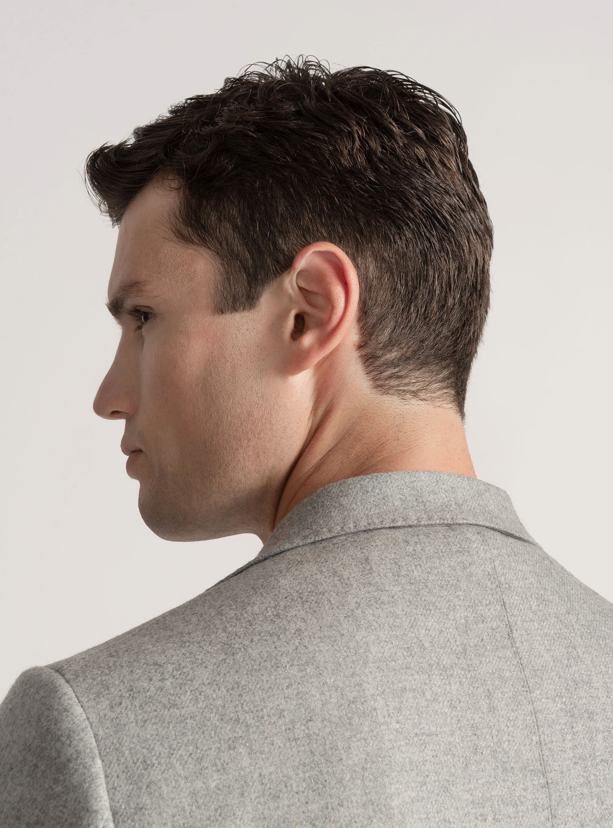 Wool-blend flannel blazer, LIGHT GREY MELANGE