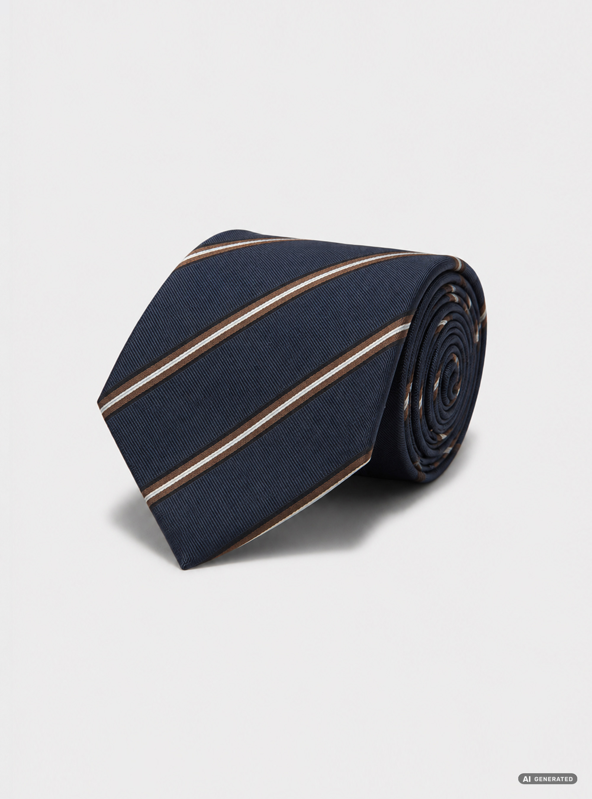 Striped silk twill tie, NAVY BLUE