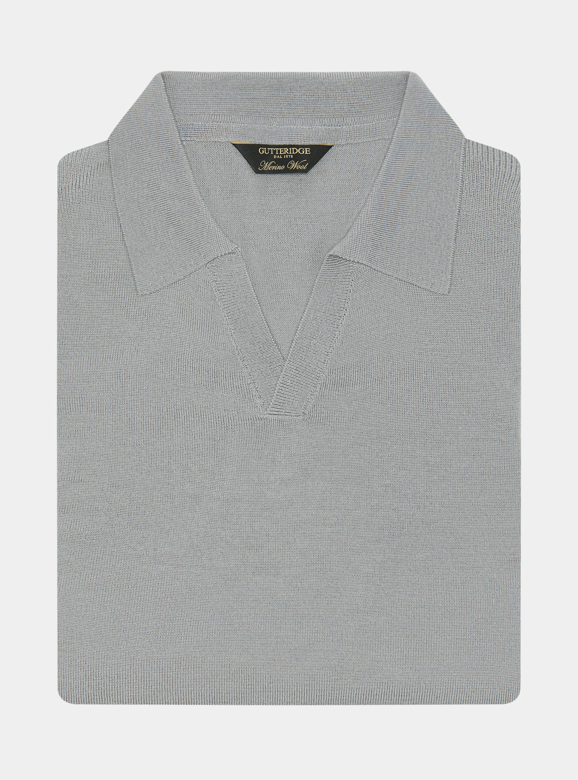 Merino wool buttonless knit polo shirt, GREY