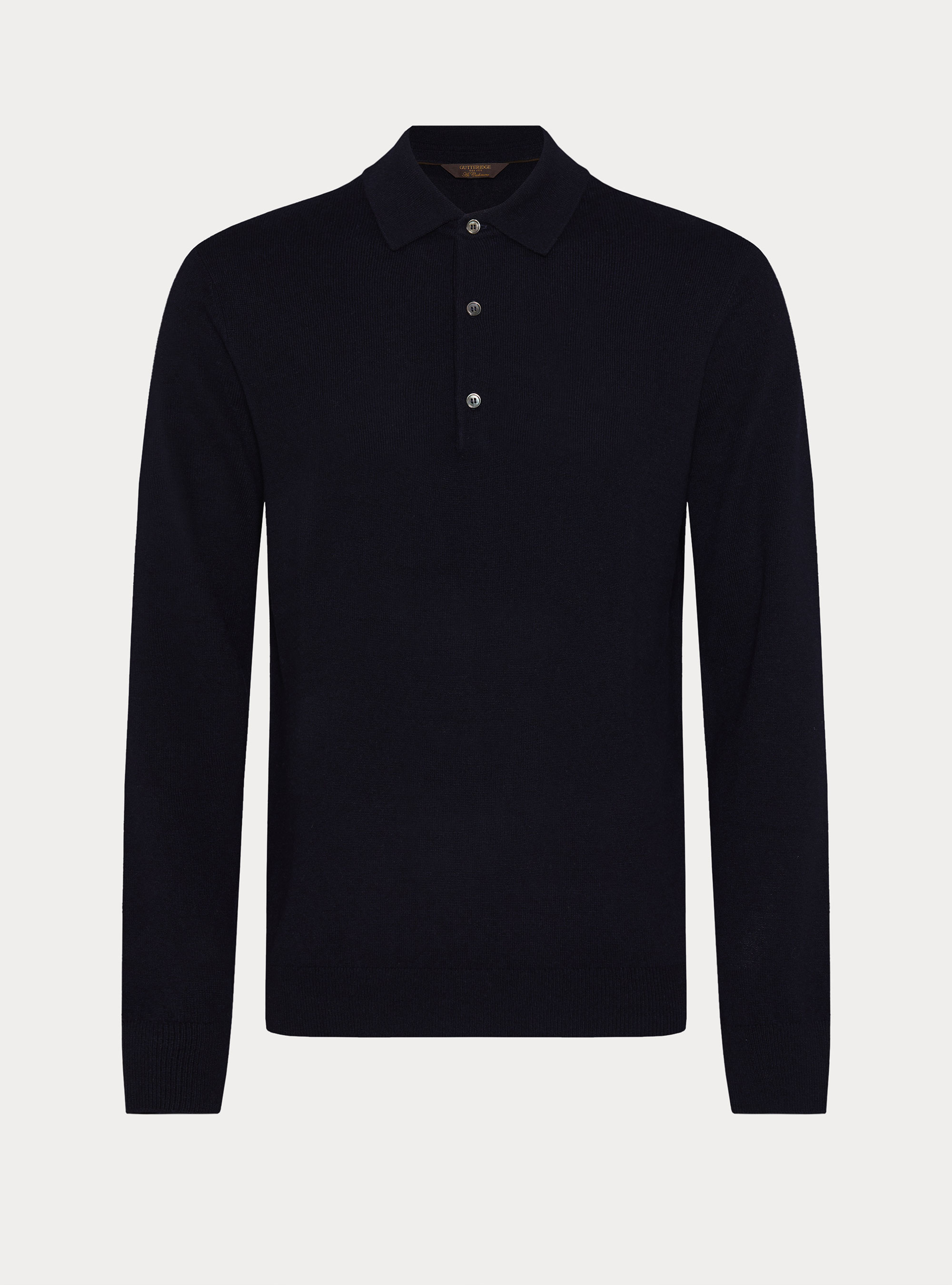 Maglia a polo in lana e cashmere, BLU NAVY