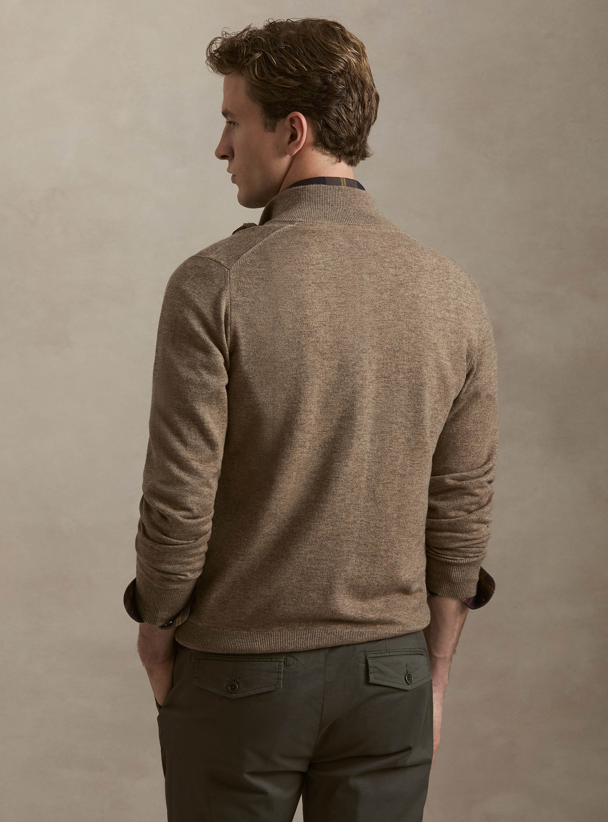 Cardigan con zip in maglia in lambswool e cashmere, FANGO