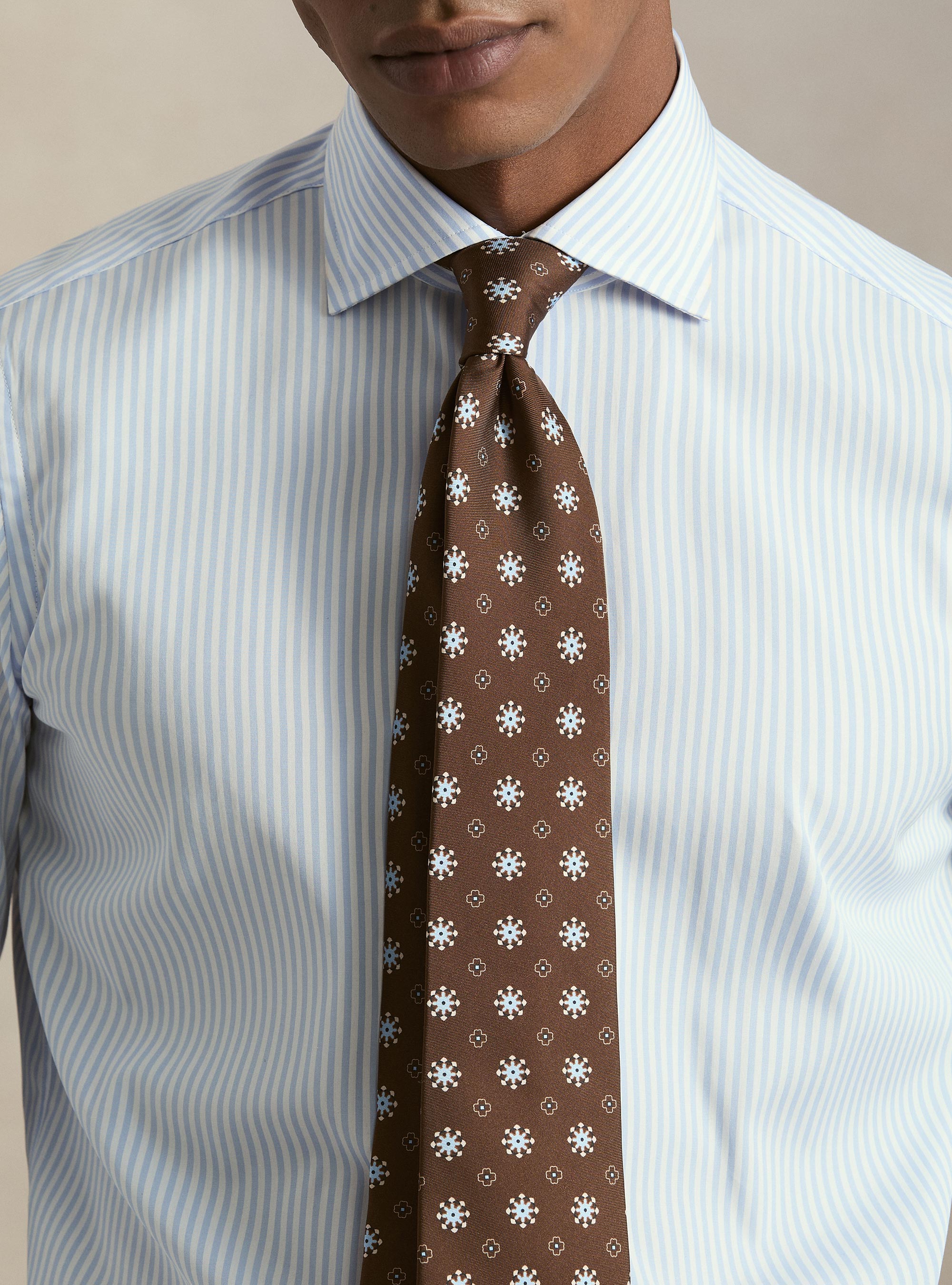Striped cotton poplin shirt, LIGHT BLUE