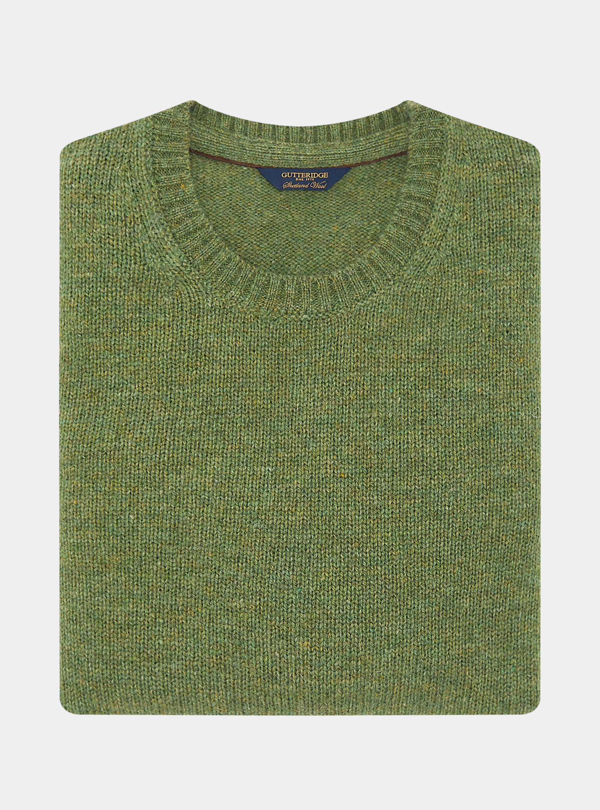 Maglia girocollo in lana shetland, OLIVA