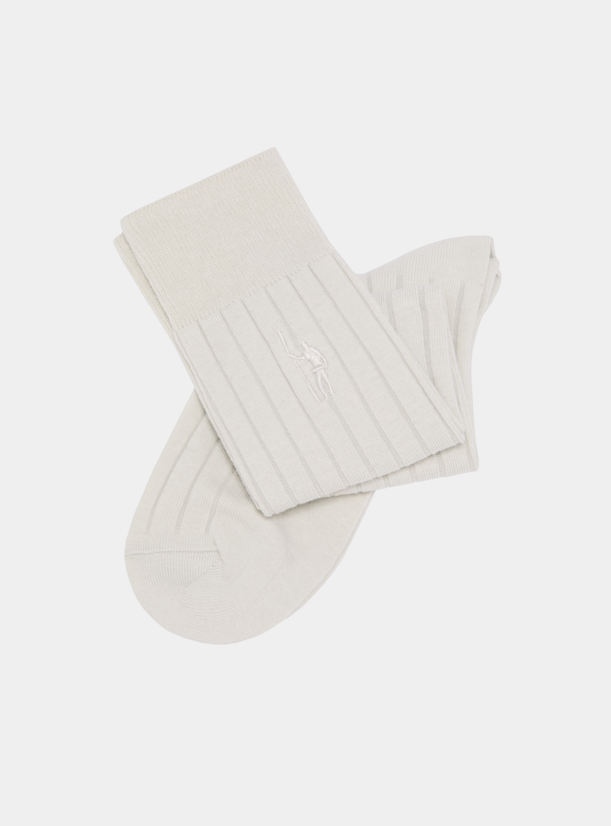 Chaussettes c&ocirc;tel&eacute;es avec broderie, BLANC