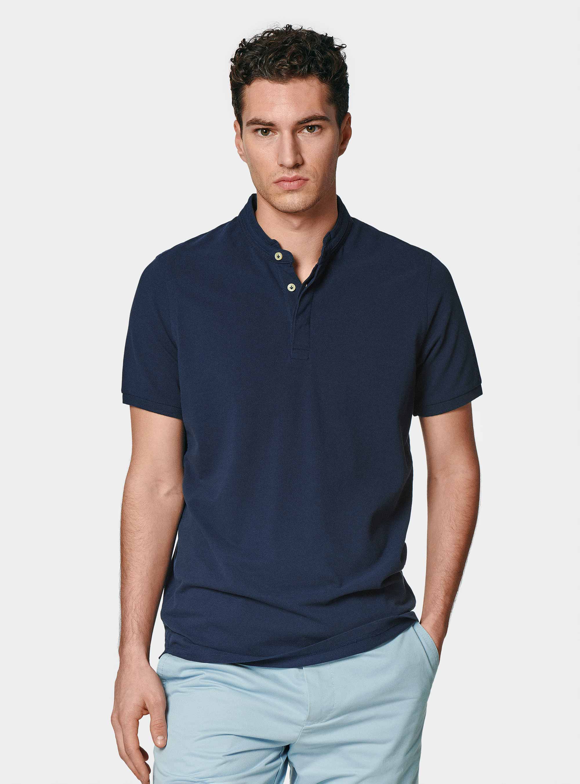 Polo coreana in piquet, BLU