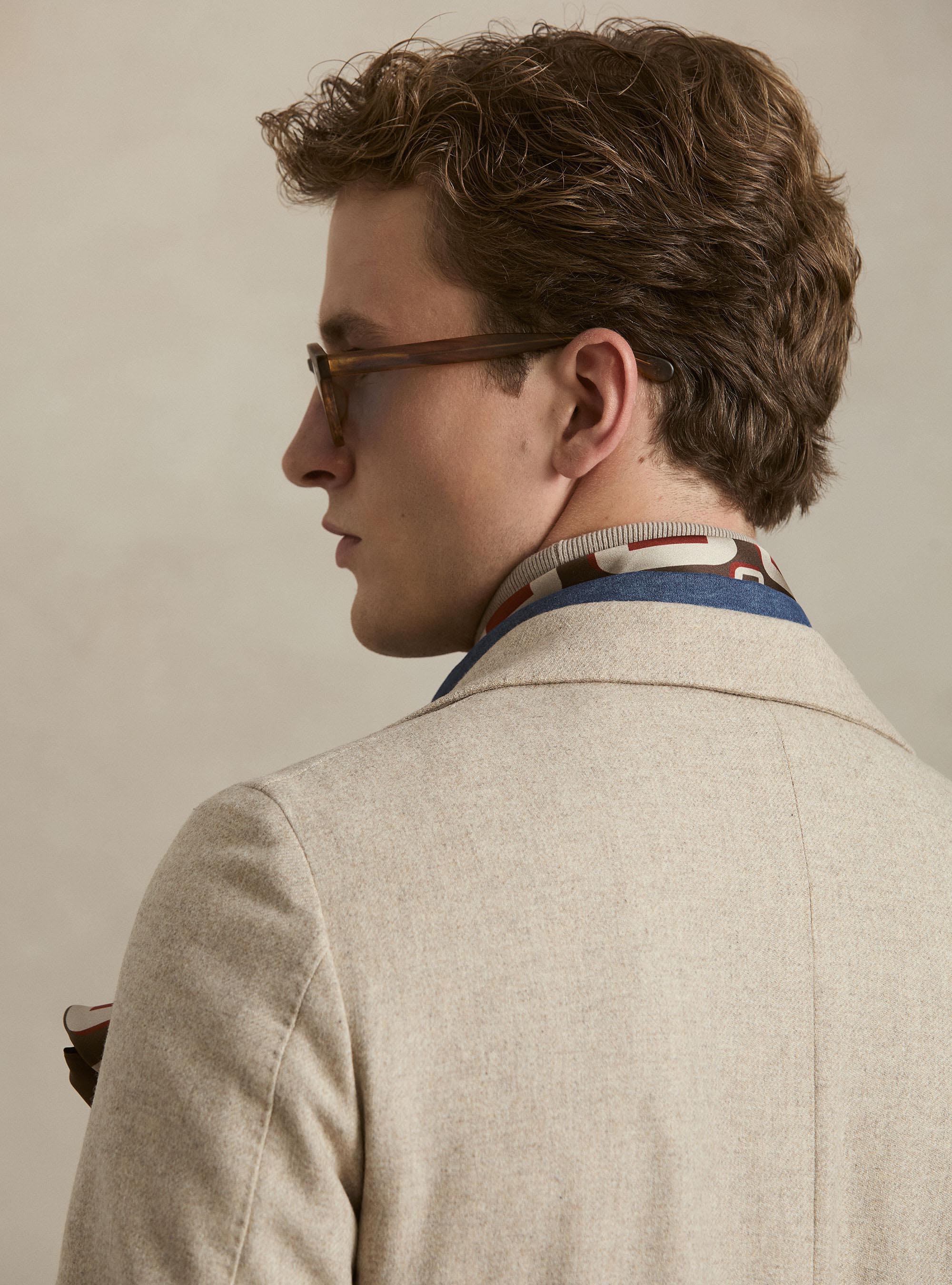 Single-Breasted Wool-Blend Flannel Blazer, SAND