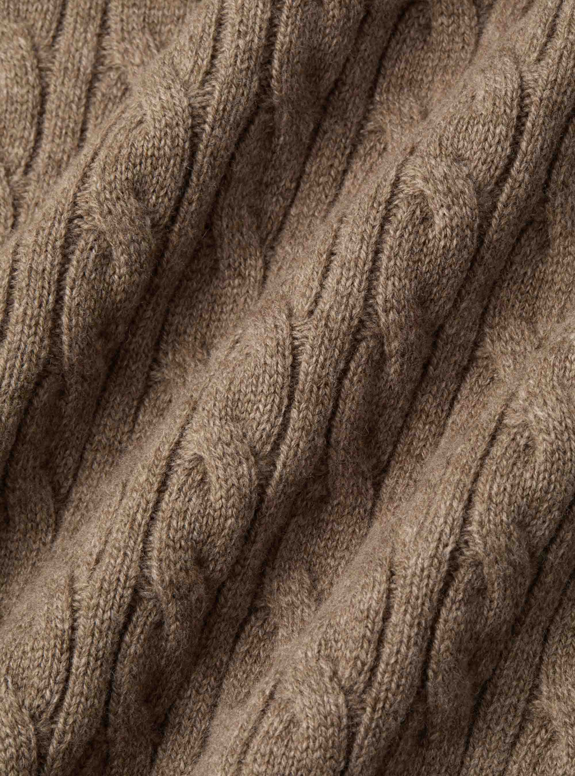 Zopfstrickpullover mit Mock-Neck aus Woll-Kaschmir-Mischung, FANGO 0569C