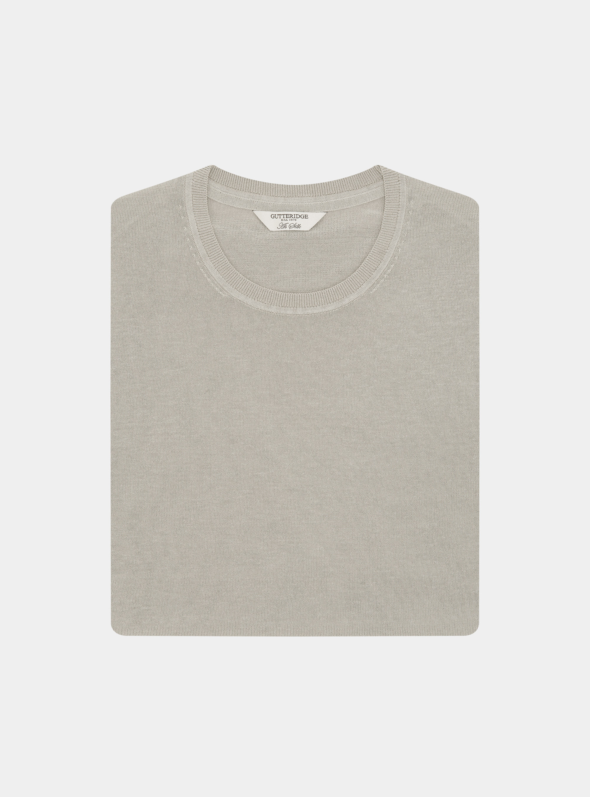 Maglia girocollo in cotone e seta, SABBIA