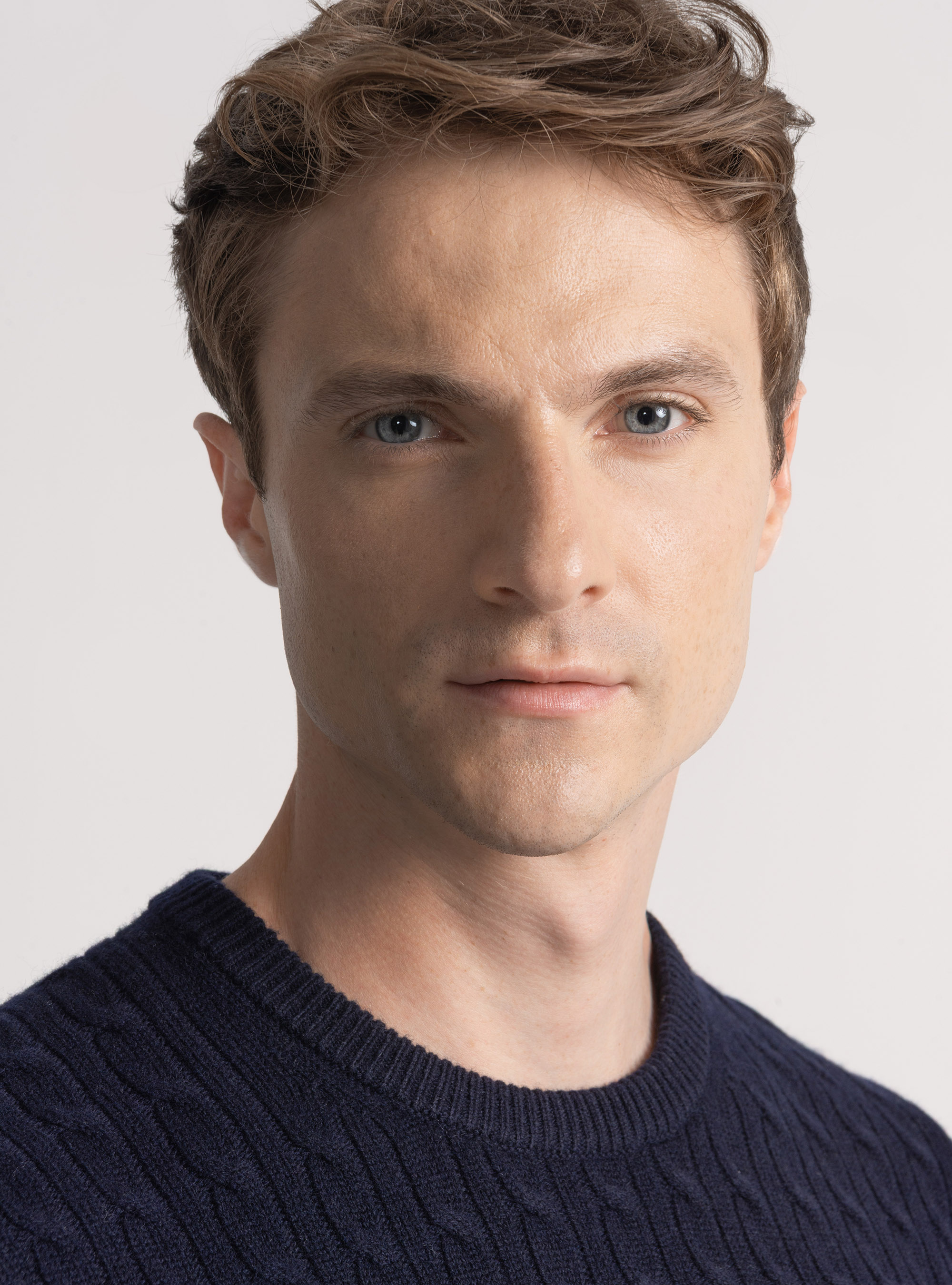 Maglia girocollo con treccia in lana e cashmere, BLU NAVY
