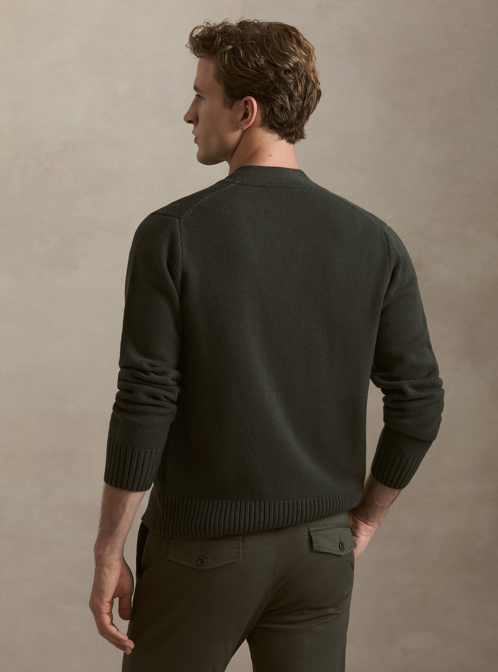 Cardigan con bottoni in lana e cashmere, MILITARE 0609C