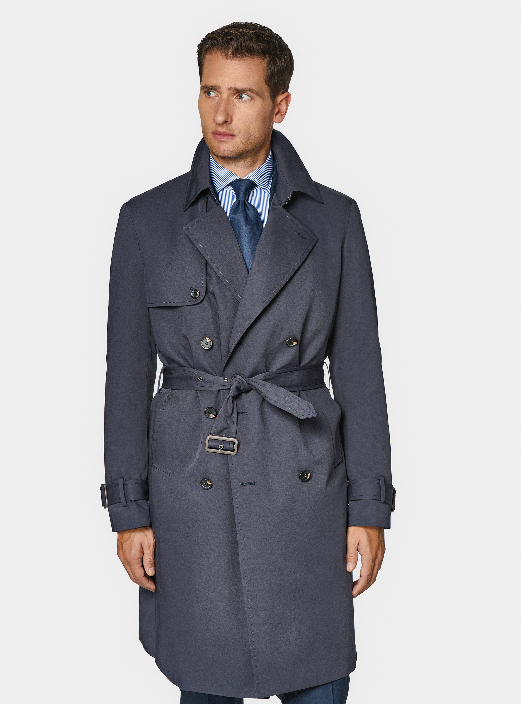 Trench in twill di cotone, BLU NAVY