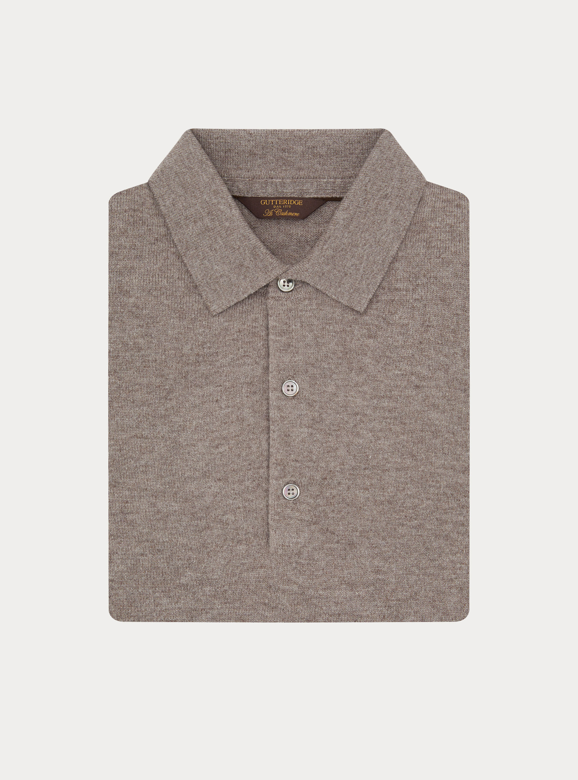 Wool and cashmere knitted polo, TORTORA 0542C