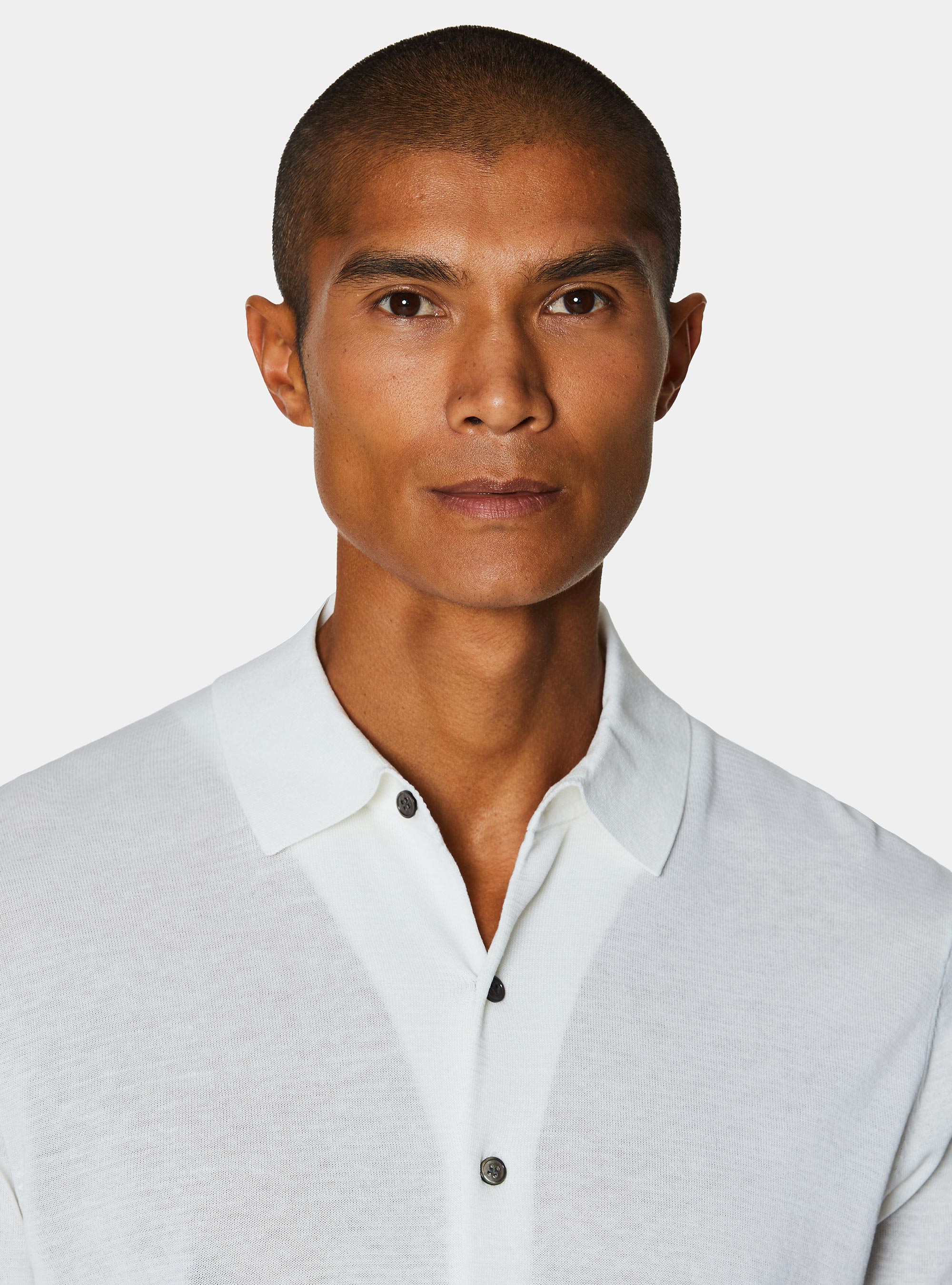 Cotton and silk polo shirt, WHITE
