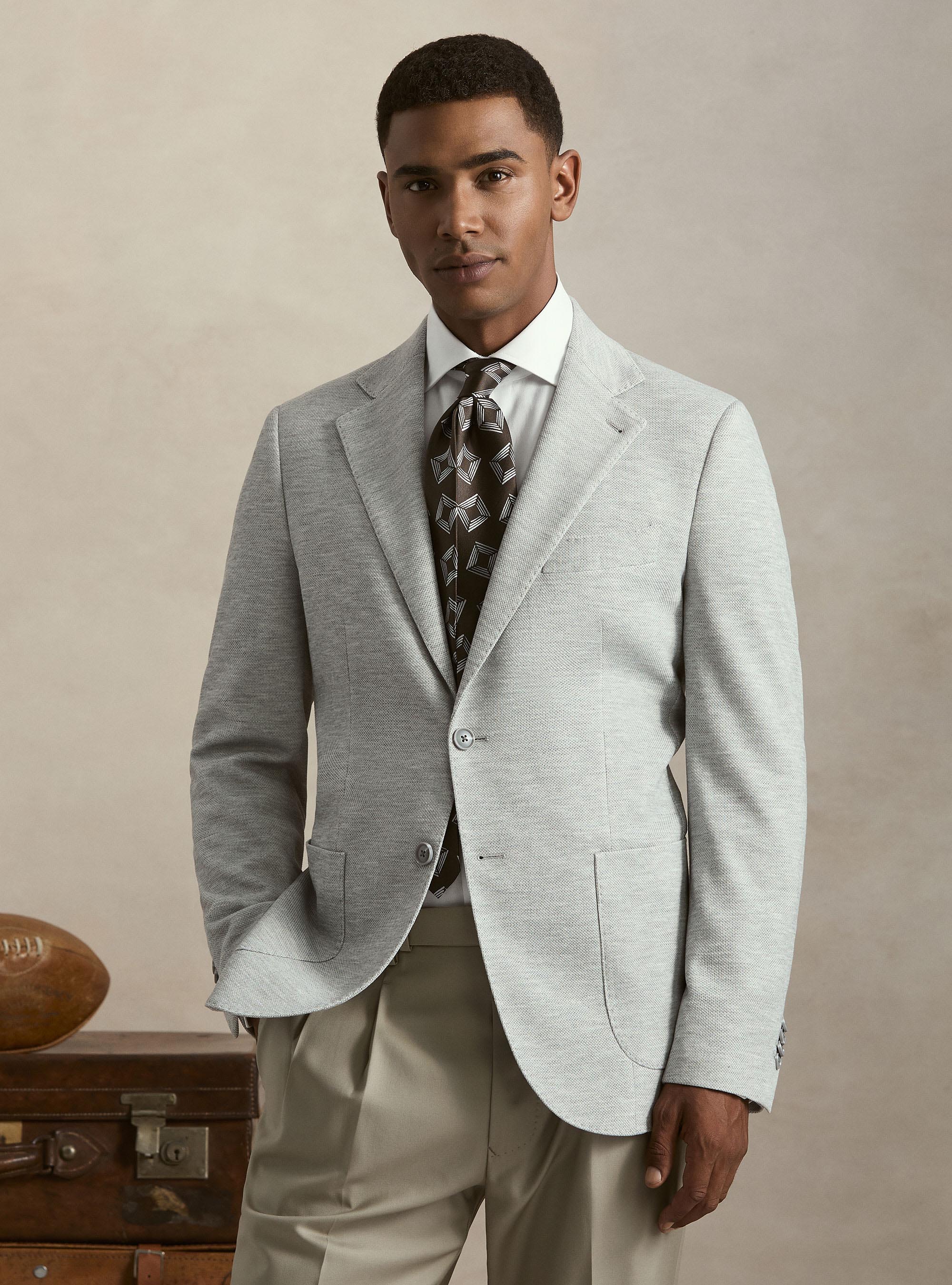 Single-breasted single jersey blazer, GRIGIO MELANGE 0151C