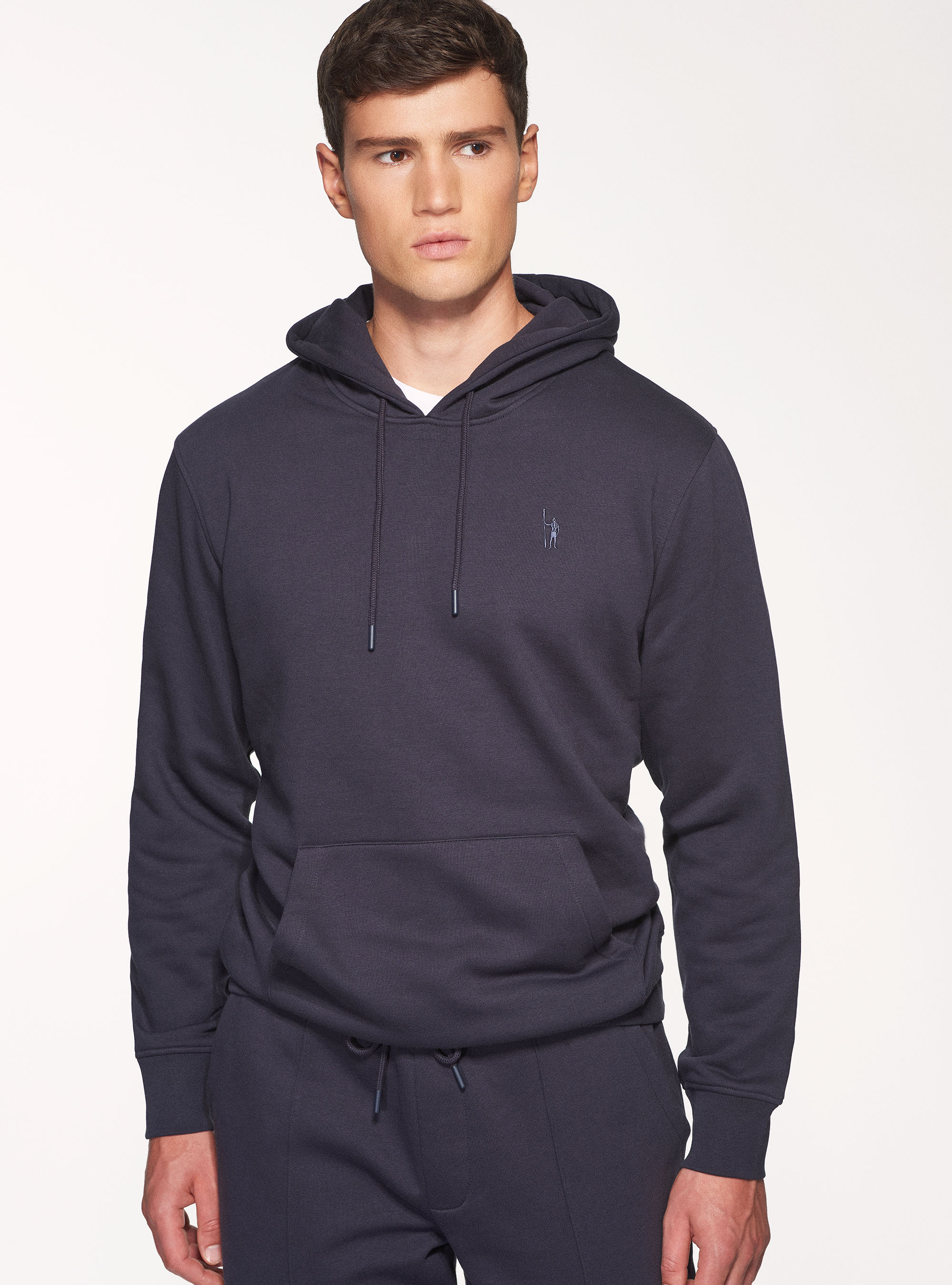 Cotton blend hoodie, NAVY BLUE