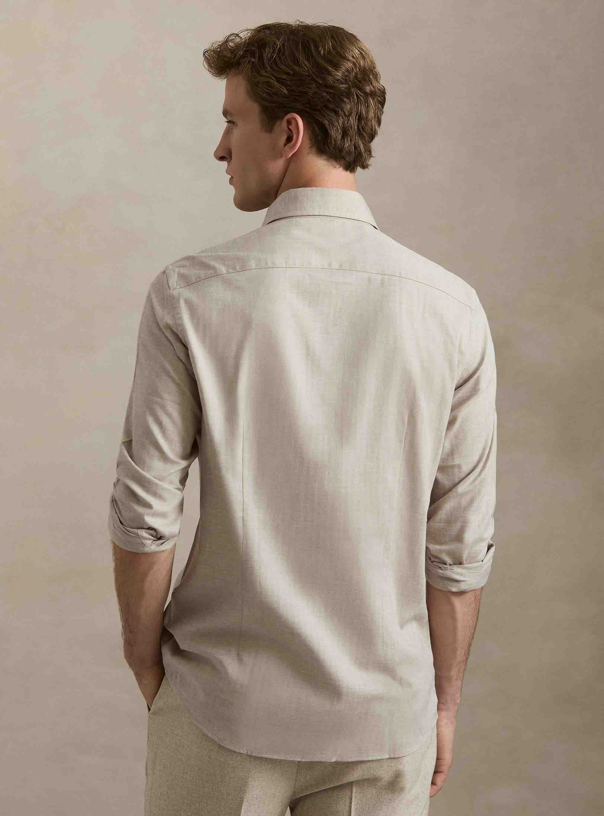 Camicia in flanella di cotone spigato, SABBIA