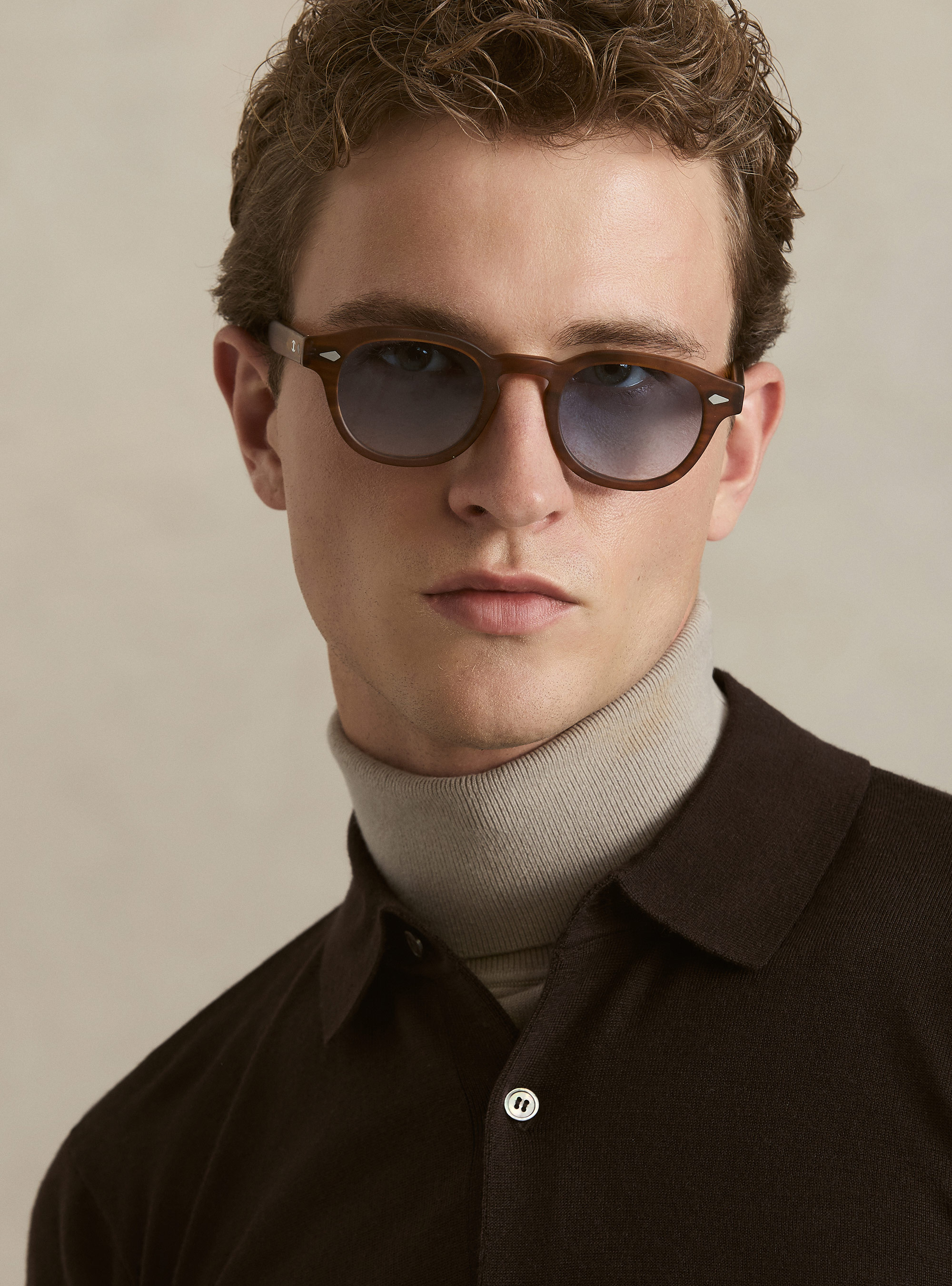 Strick-Poloshirt aus extrafeiner Merinowolle, MARRONE 0507C