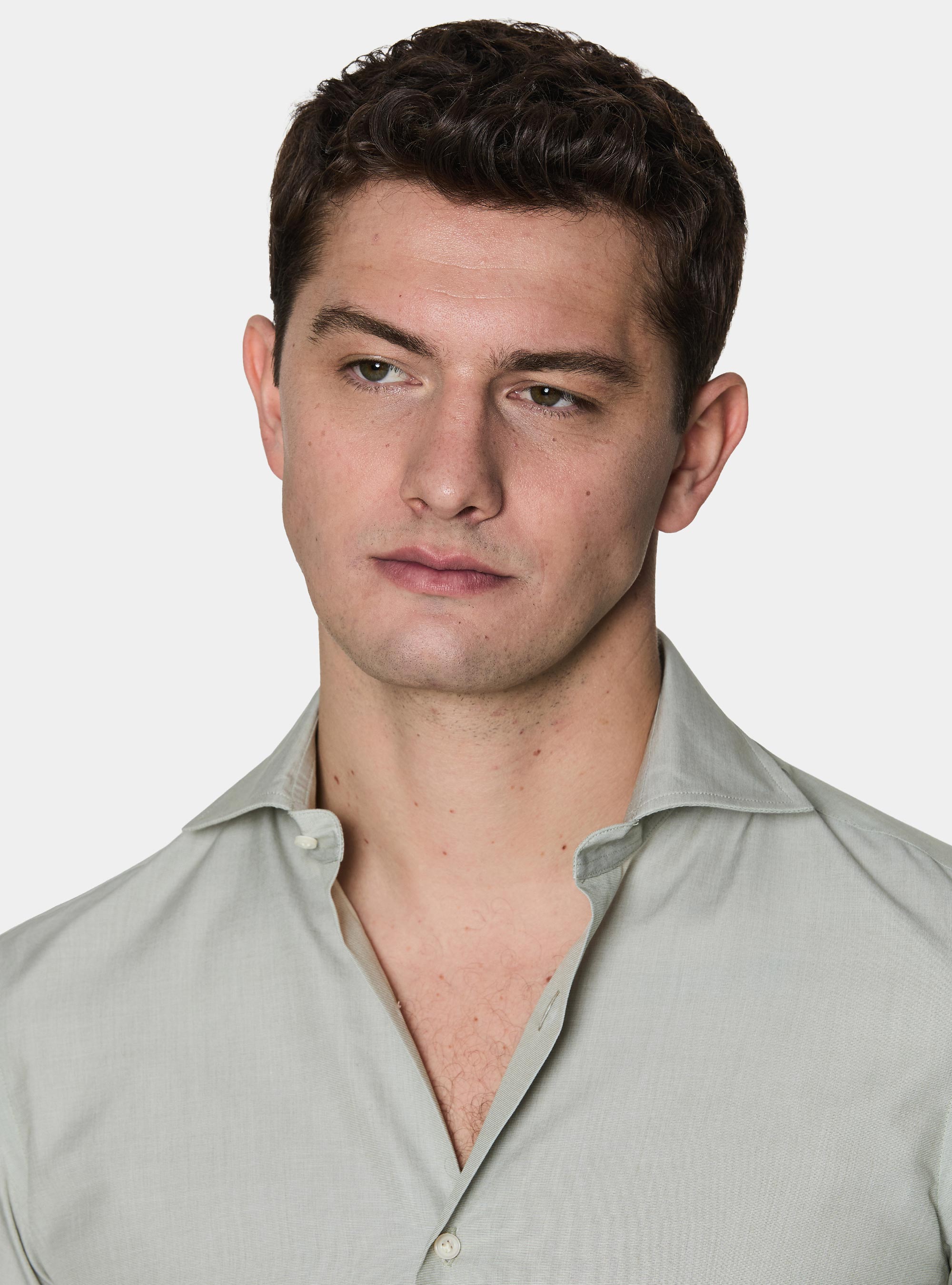 Camisa de algod&oacute;n fil a fil, SALVIA 0602C