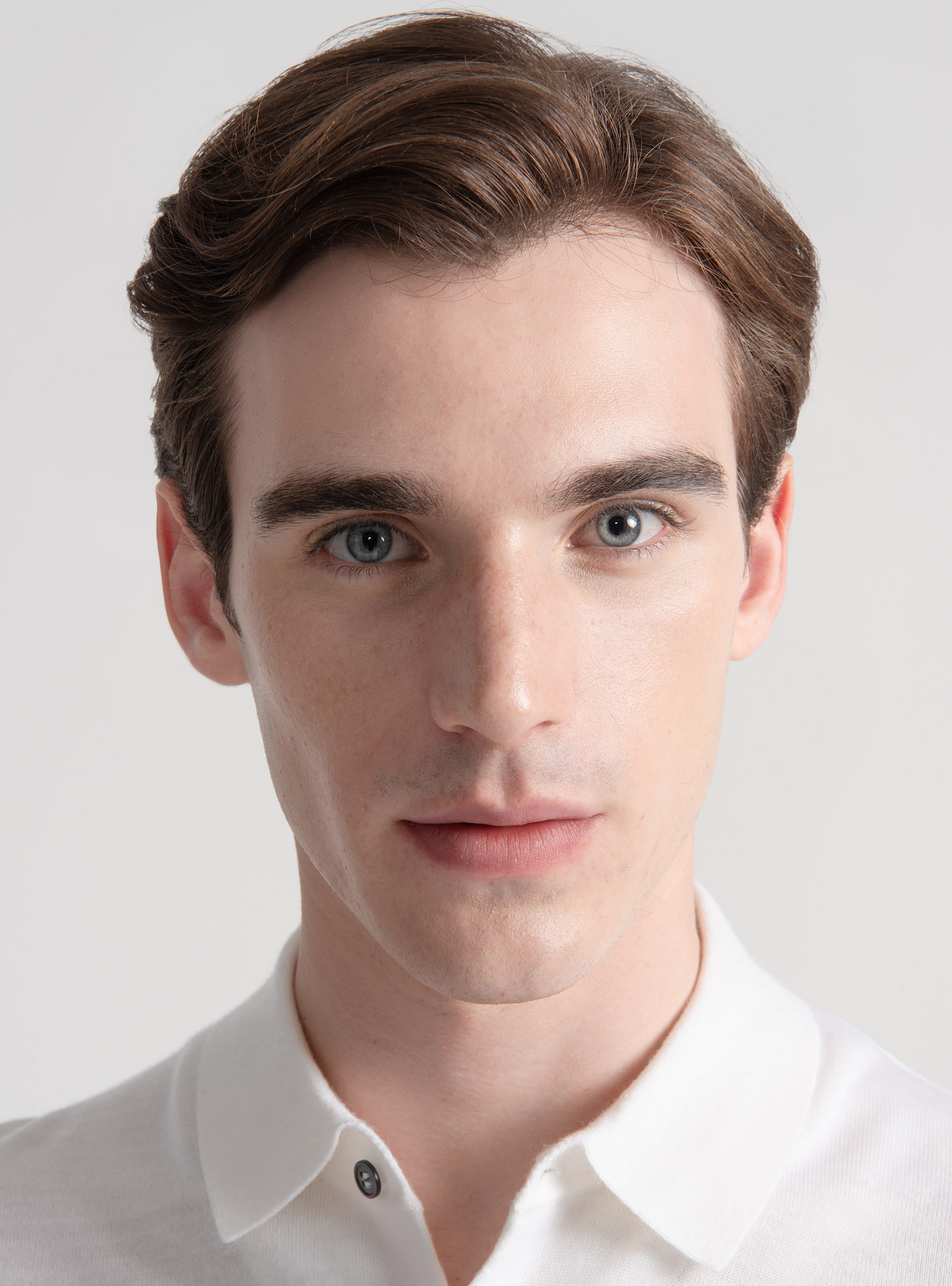 Extra-fine merino wool knit polo shirt, WHITE