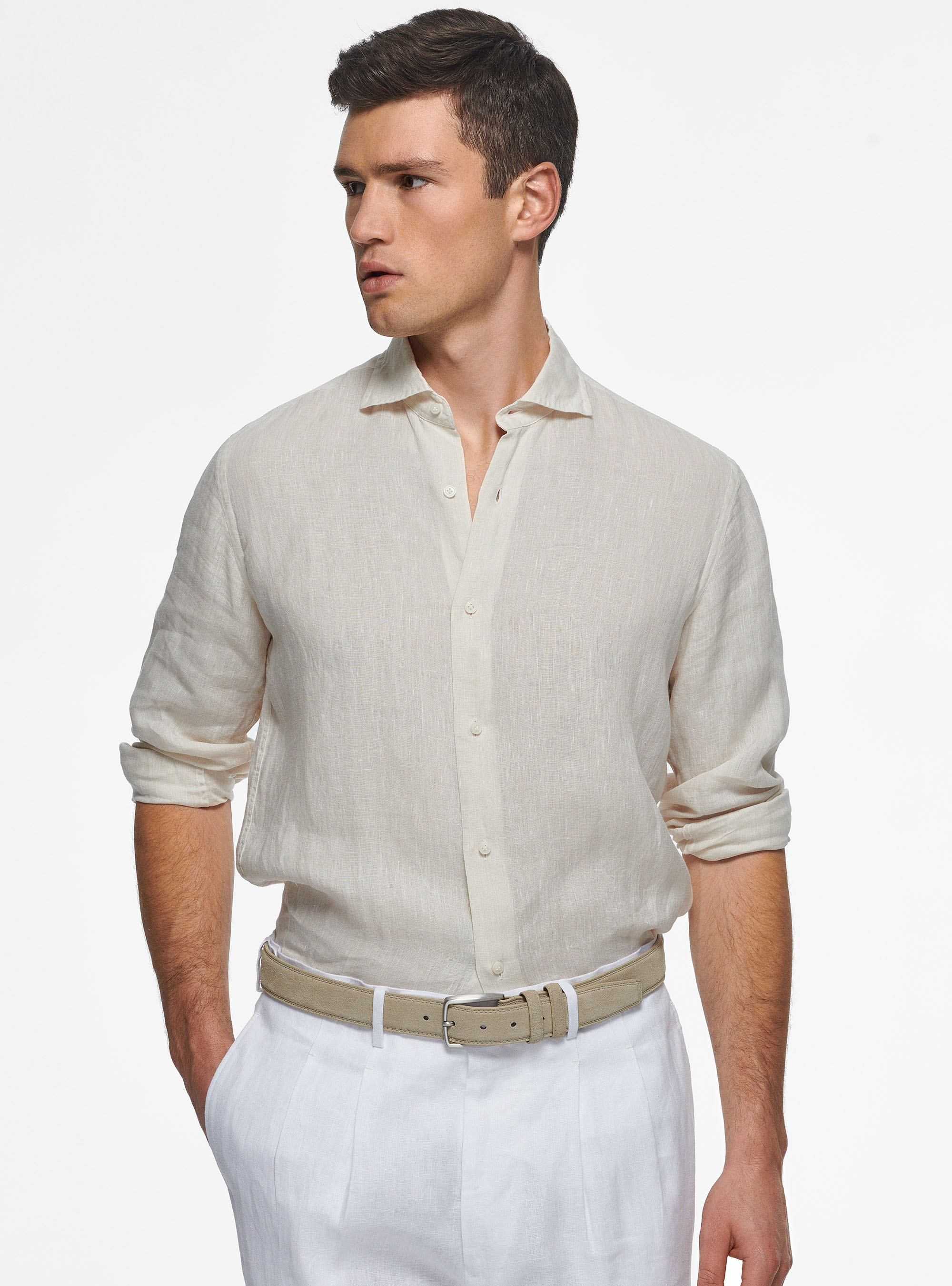 Camicia in puro lino, ECRU