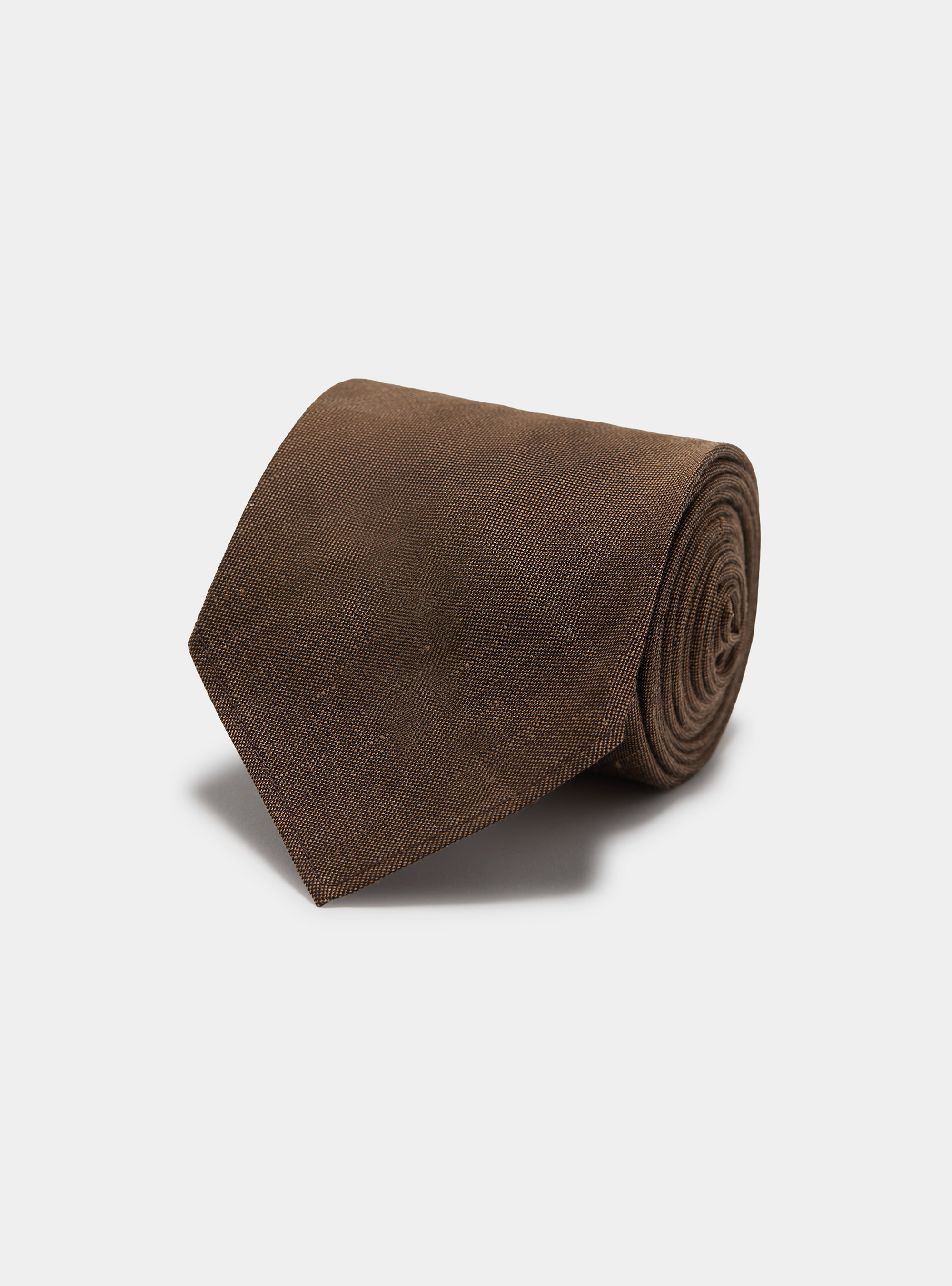 Silk and linen tie, BROWN