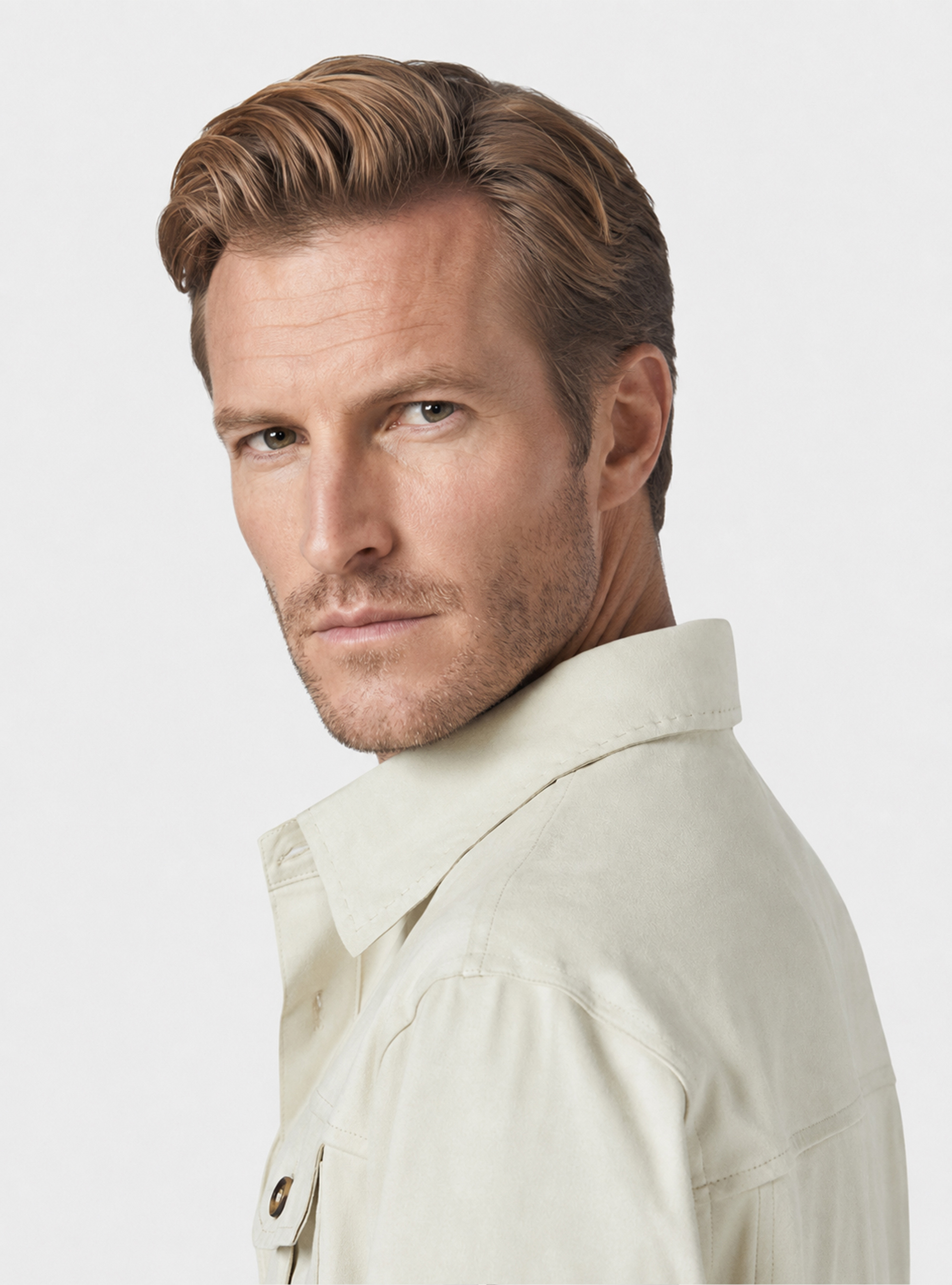 Giacca camicia effetto scamosciato, ECRU