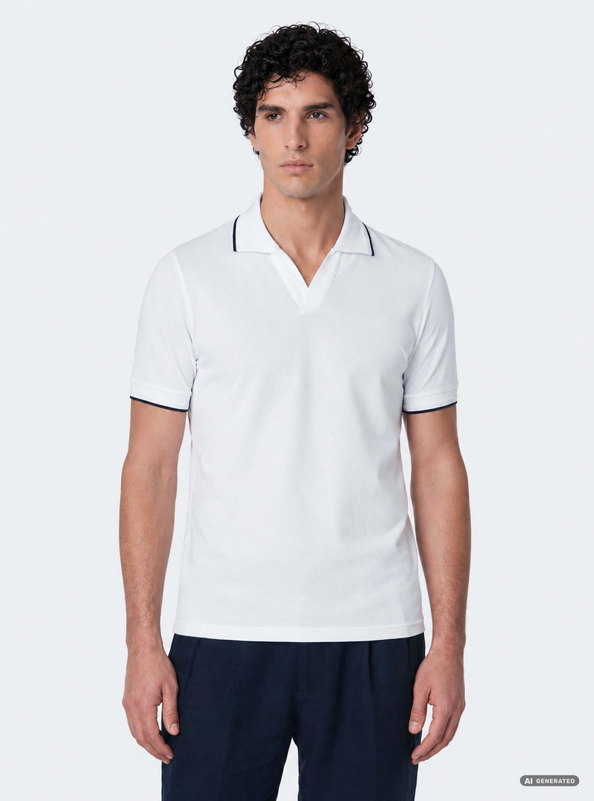 Polo GT01 de piqu&eacute; el&aacute;stico sin botones, BLANCO