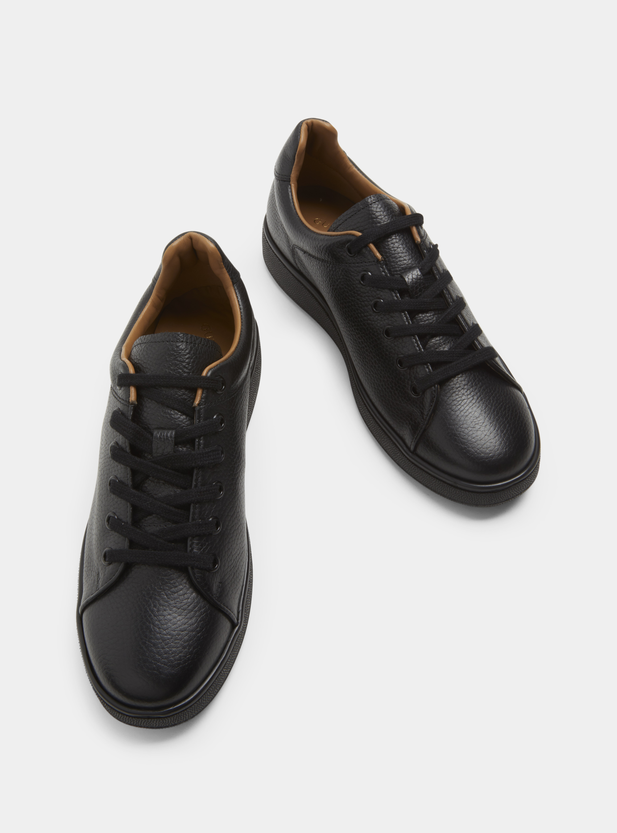 Grained leather trainers, BLACK
