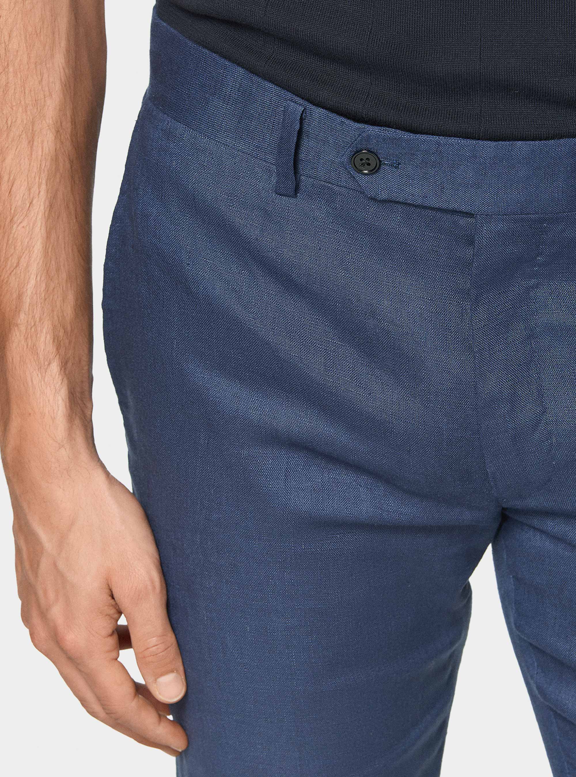 Pure linen suit trousers, BLUE