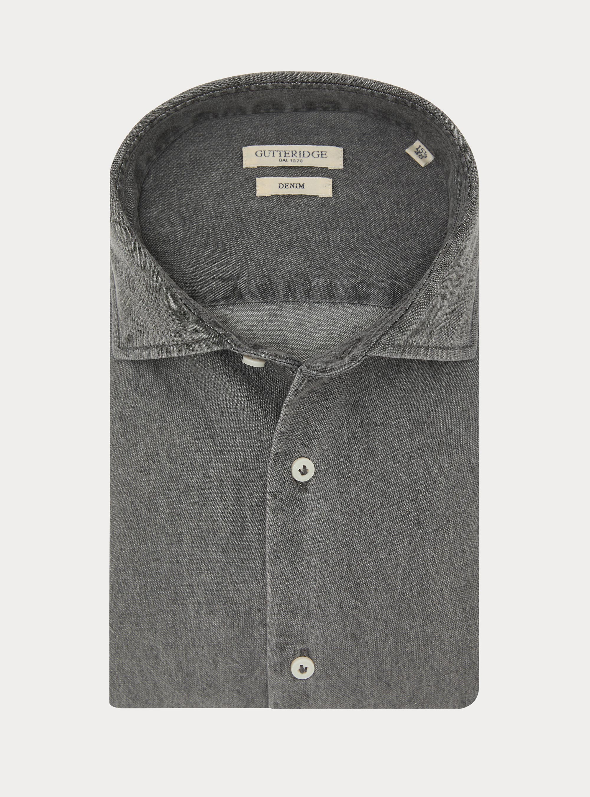 Camicia grigia in denim, GRIGIO CHIARO