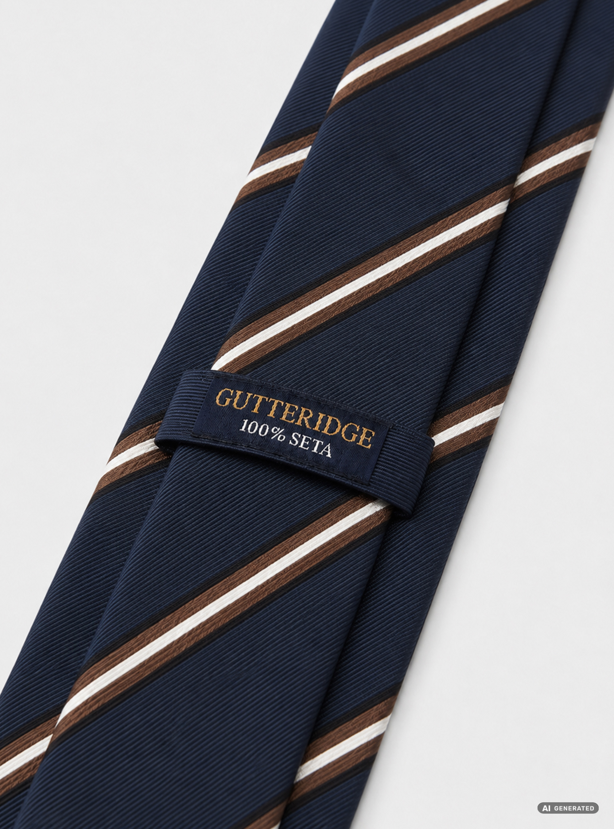 Striped silk twill tie, NAVY BLUE