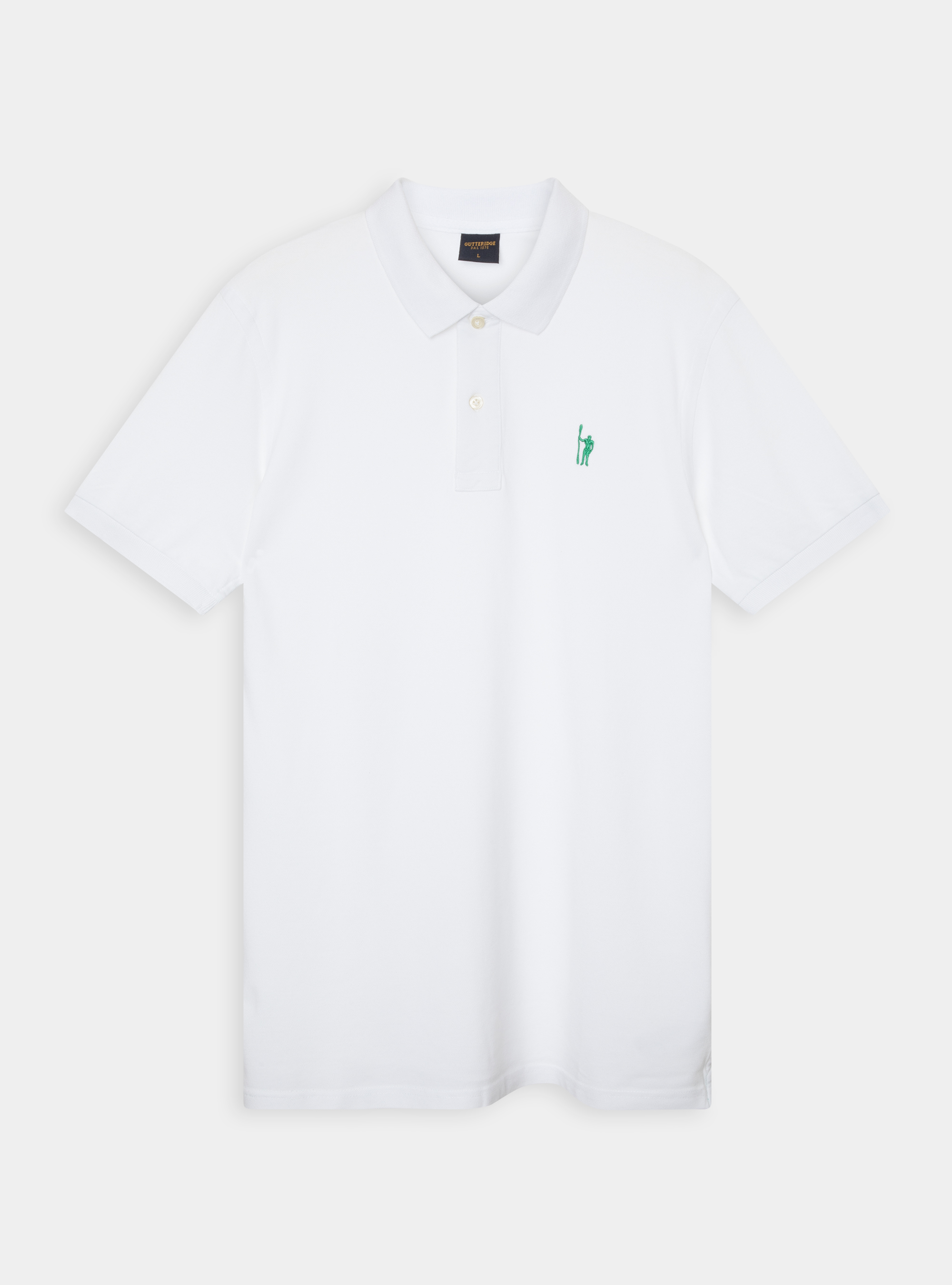 Polo cl&aacute;sico de piqu&eacute; de algod&oacute;n con bordado, BLANCO