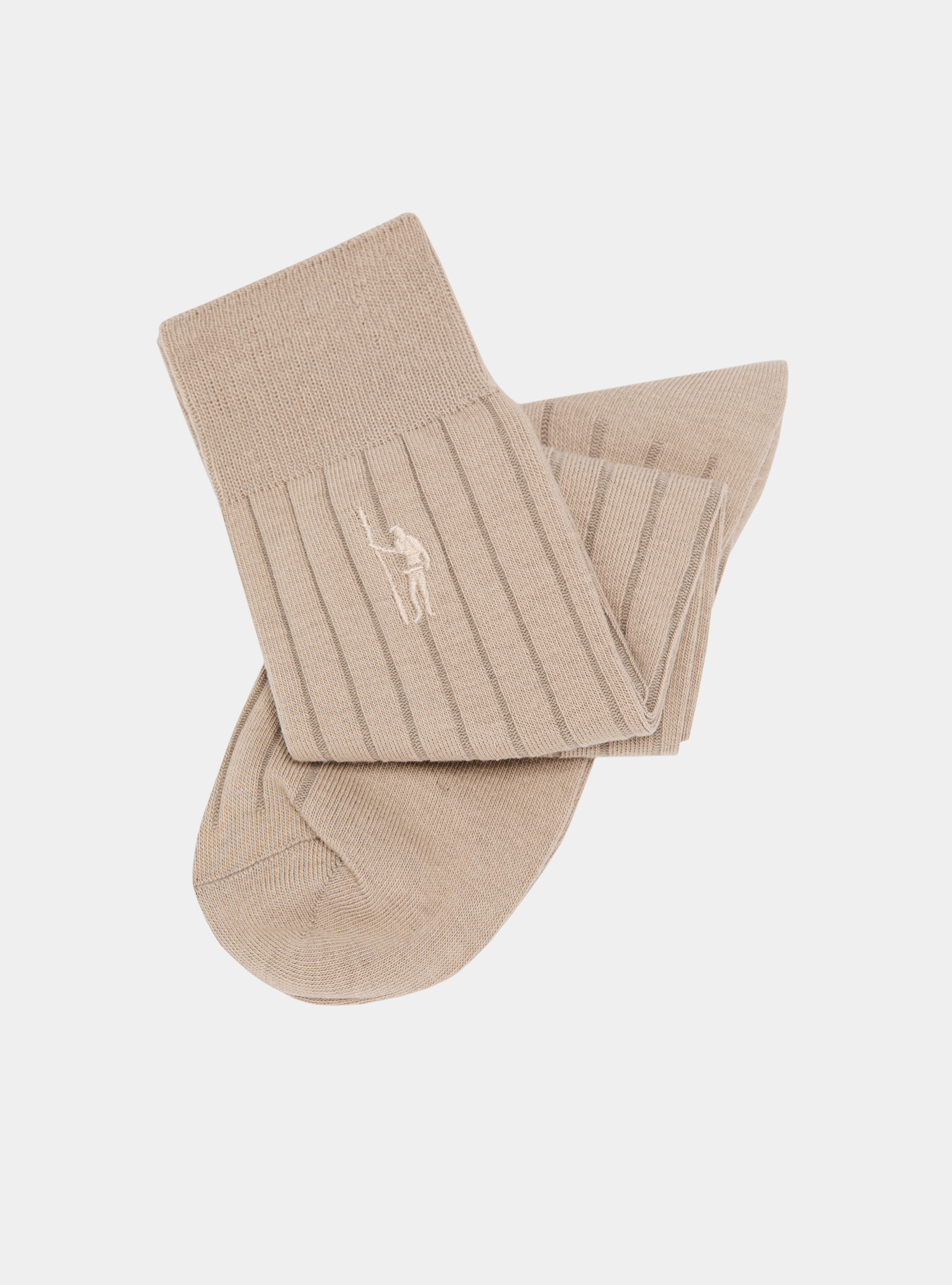 Ribbed embroidered socks, SAND