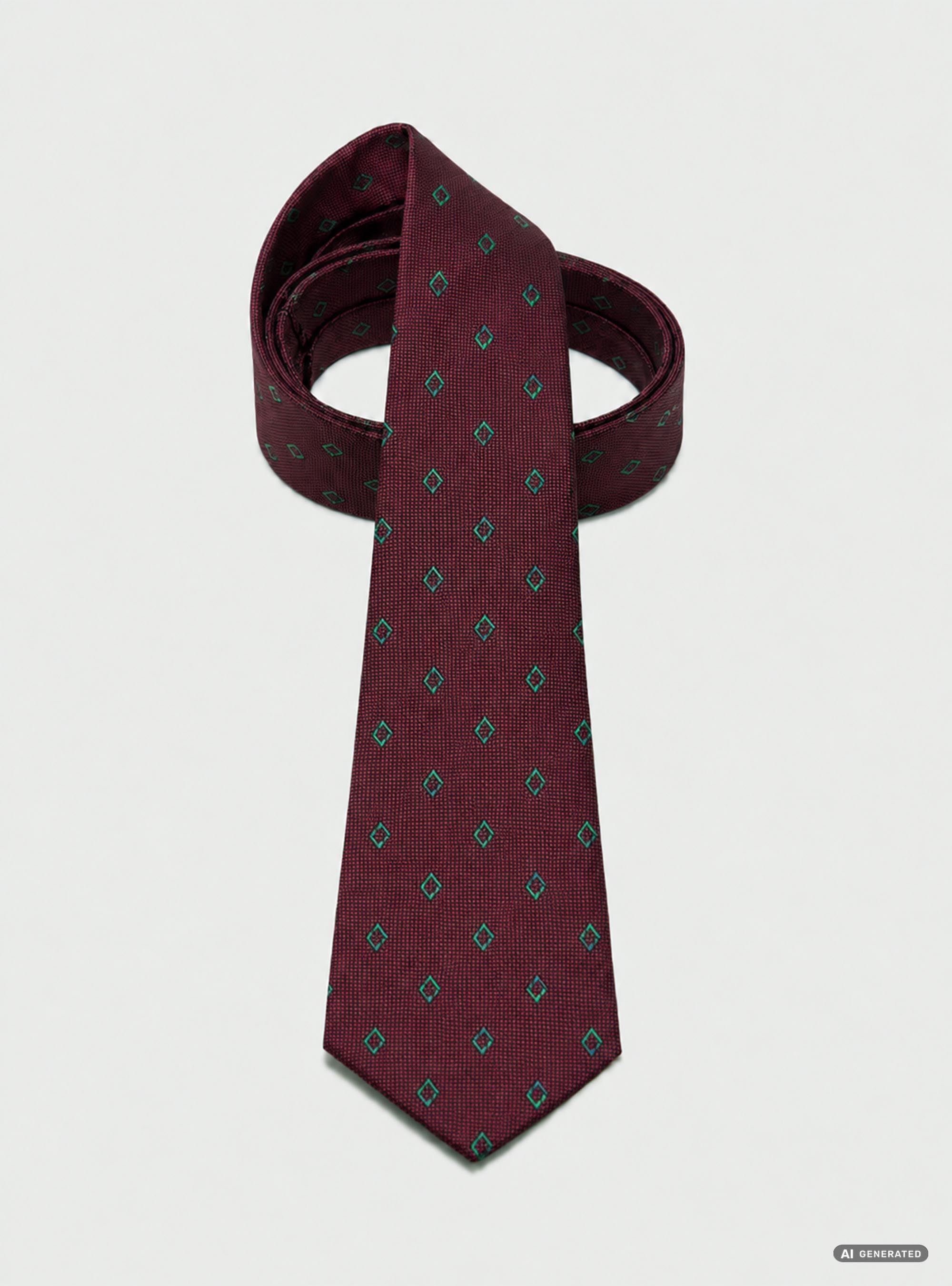 Corbata de seda jacquard con microestampado de rombos, BURDEOS