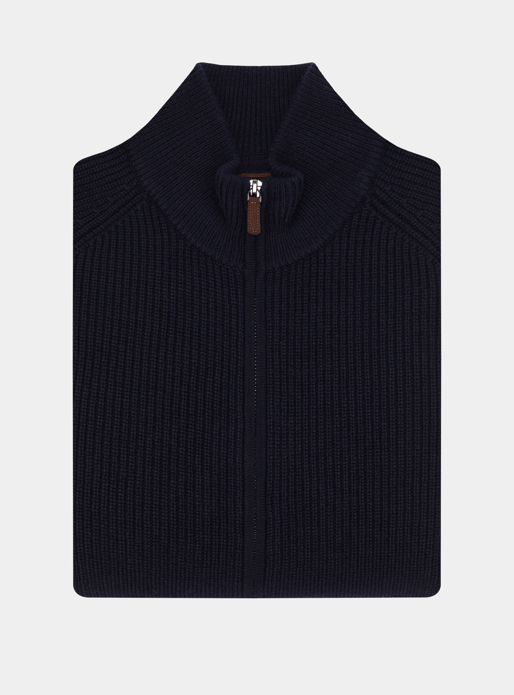 Merino wool raglan knitted zip cardigan, NAVY BLUE
