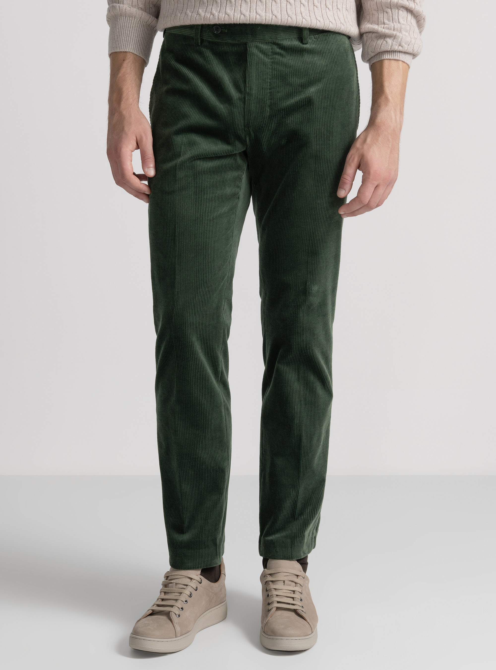 Pantaloni stretch in velluto Duca Visconti di Modrone, VERDE