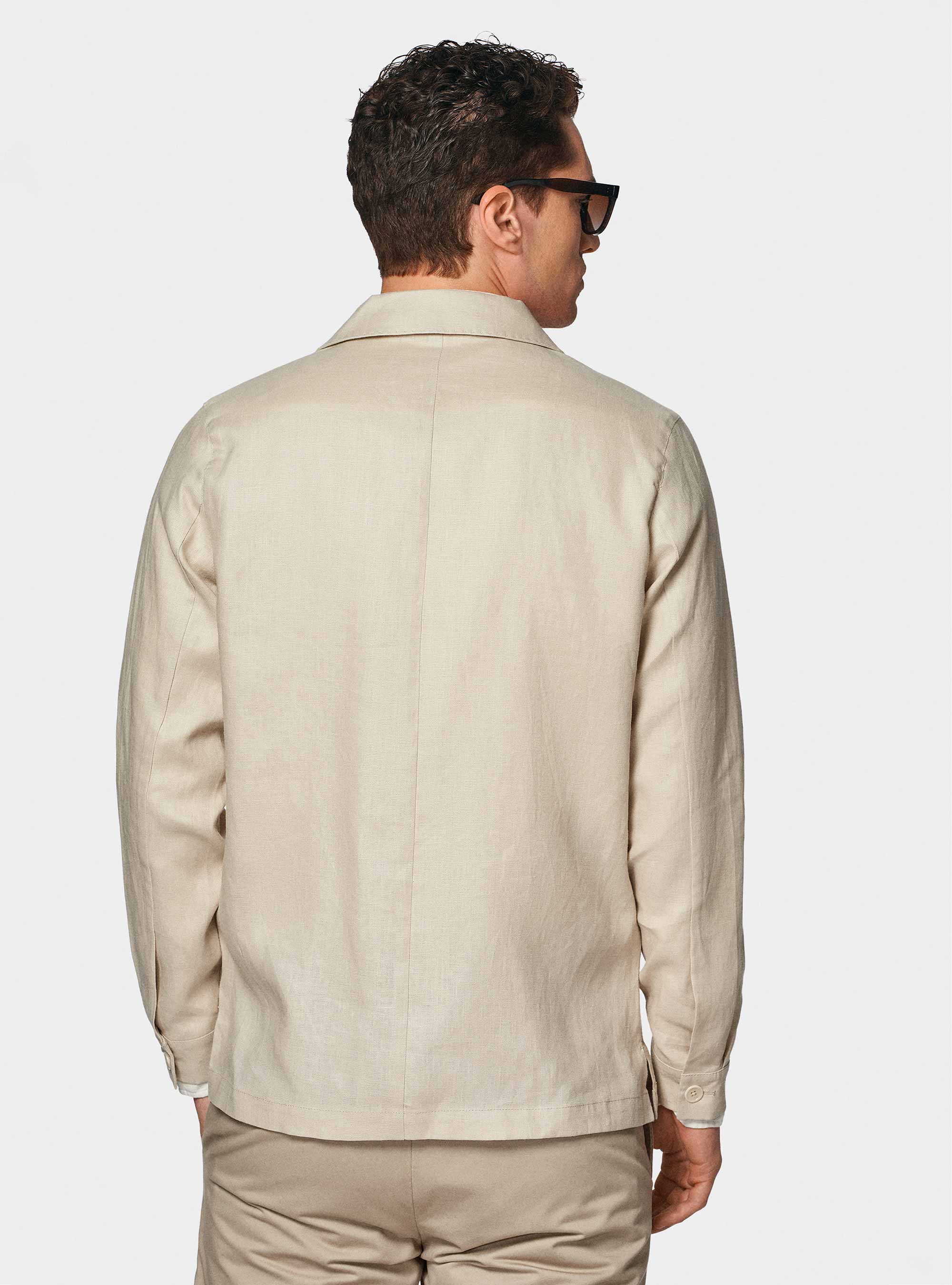 Giacca camicia in puro lino, ECRU