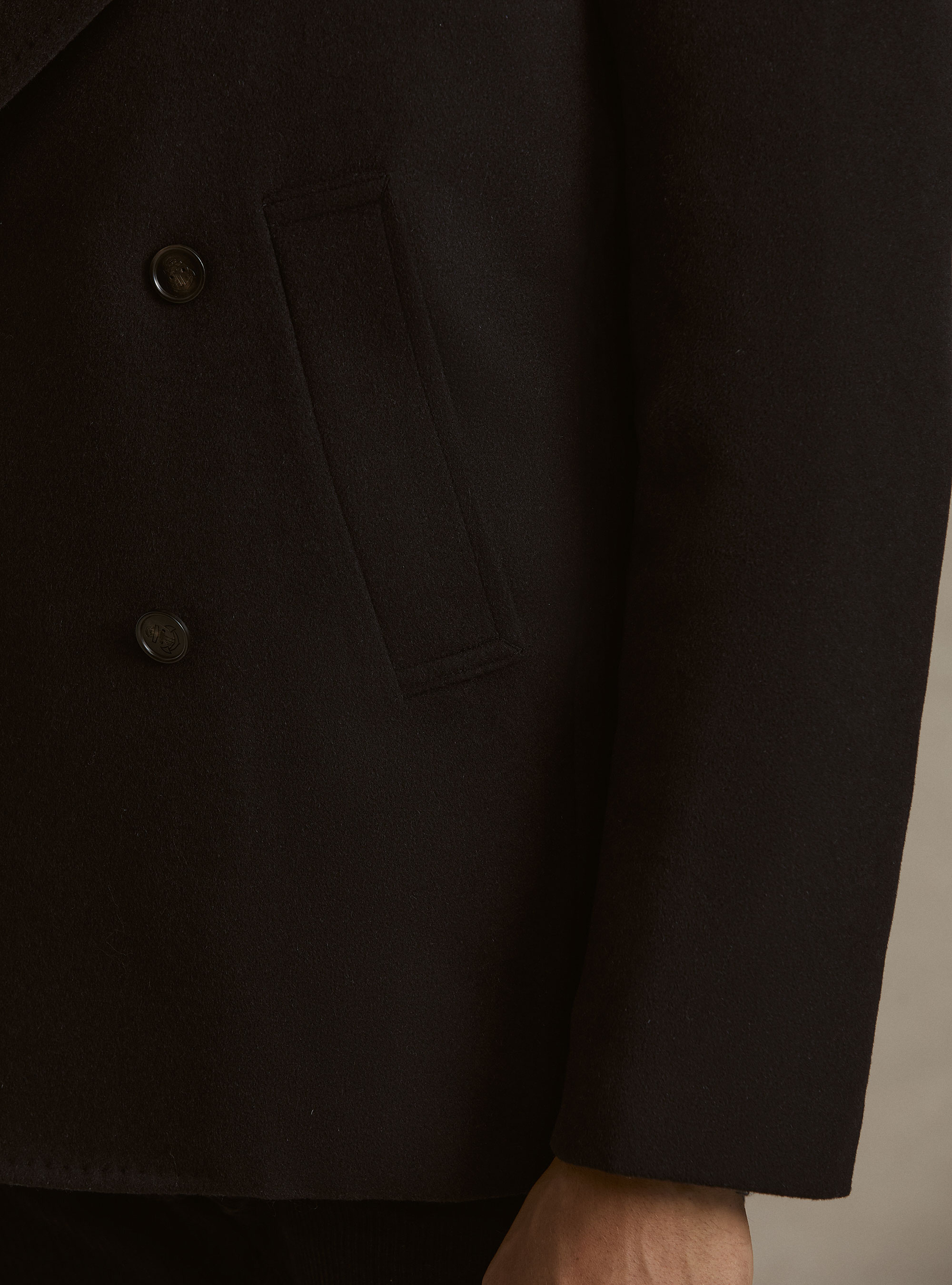 Wool-cashmere peacoat, NAVY BLUE