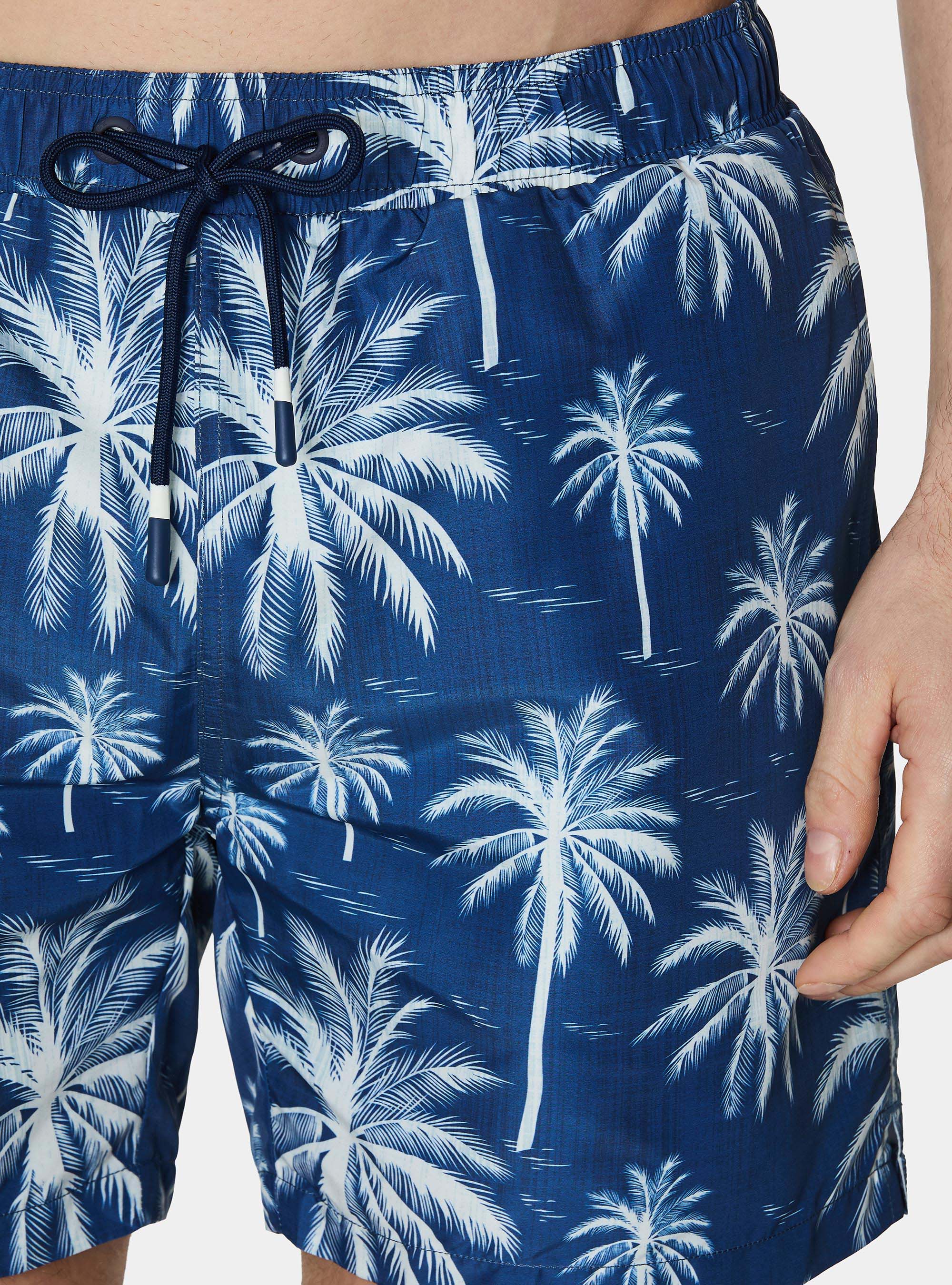 Badeanzug mit Palmenprint, BLUE 0241C